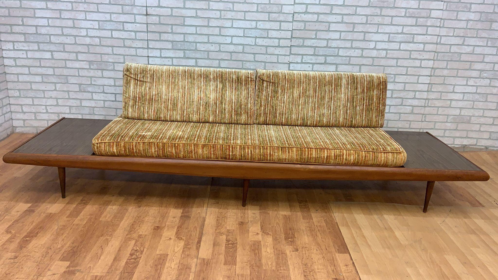 Mid Century Modern Adrian Pearsall Oak Daybed Sofa with Floating End Tables For Sale 5