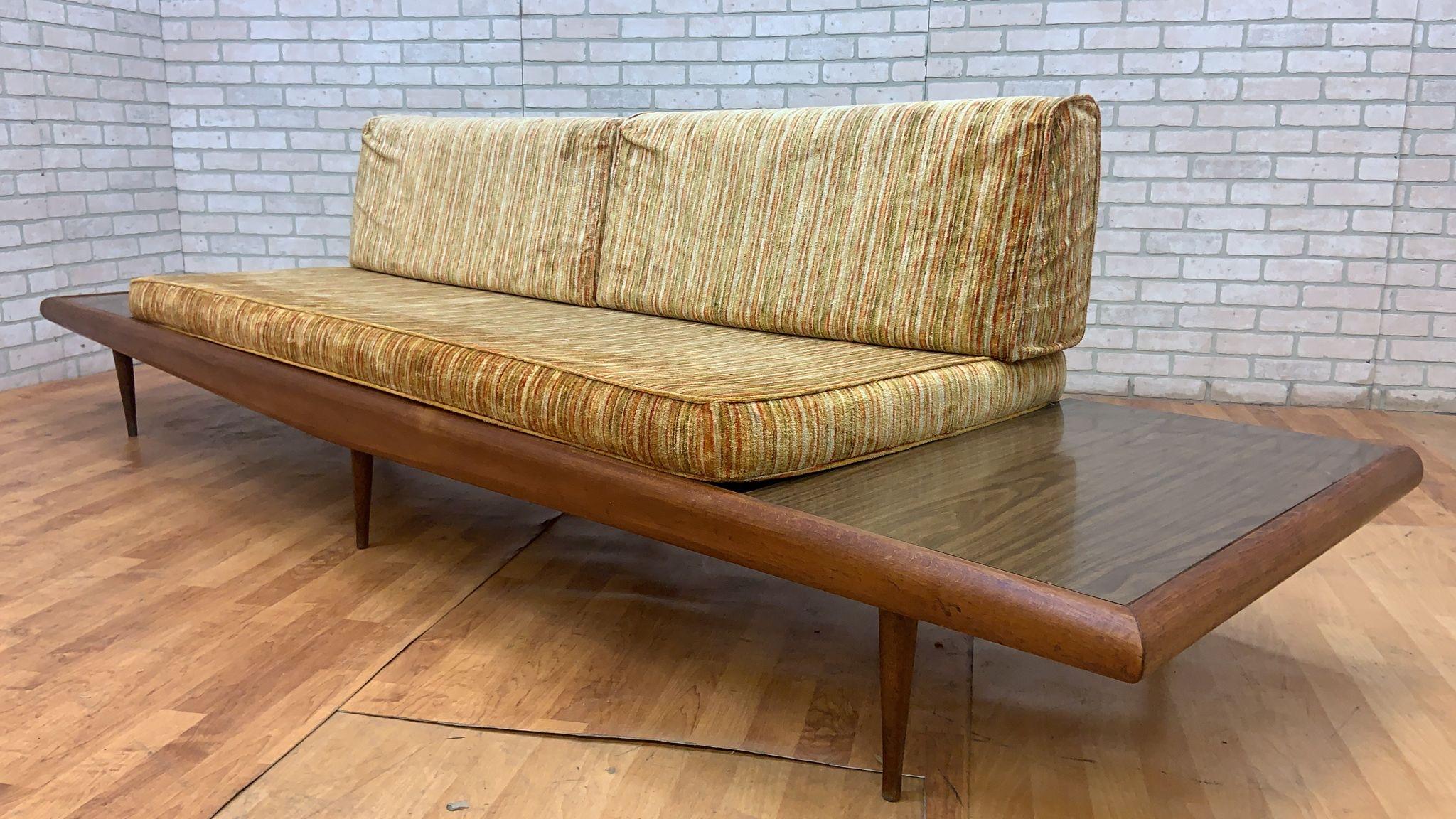Mid Century Modern Adrian Pearsall Oak Daybed Sofa with Floating End Tables For Sale 6