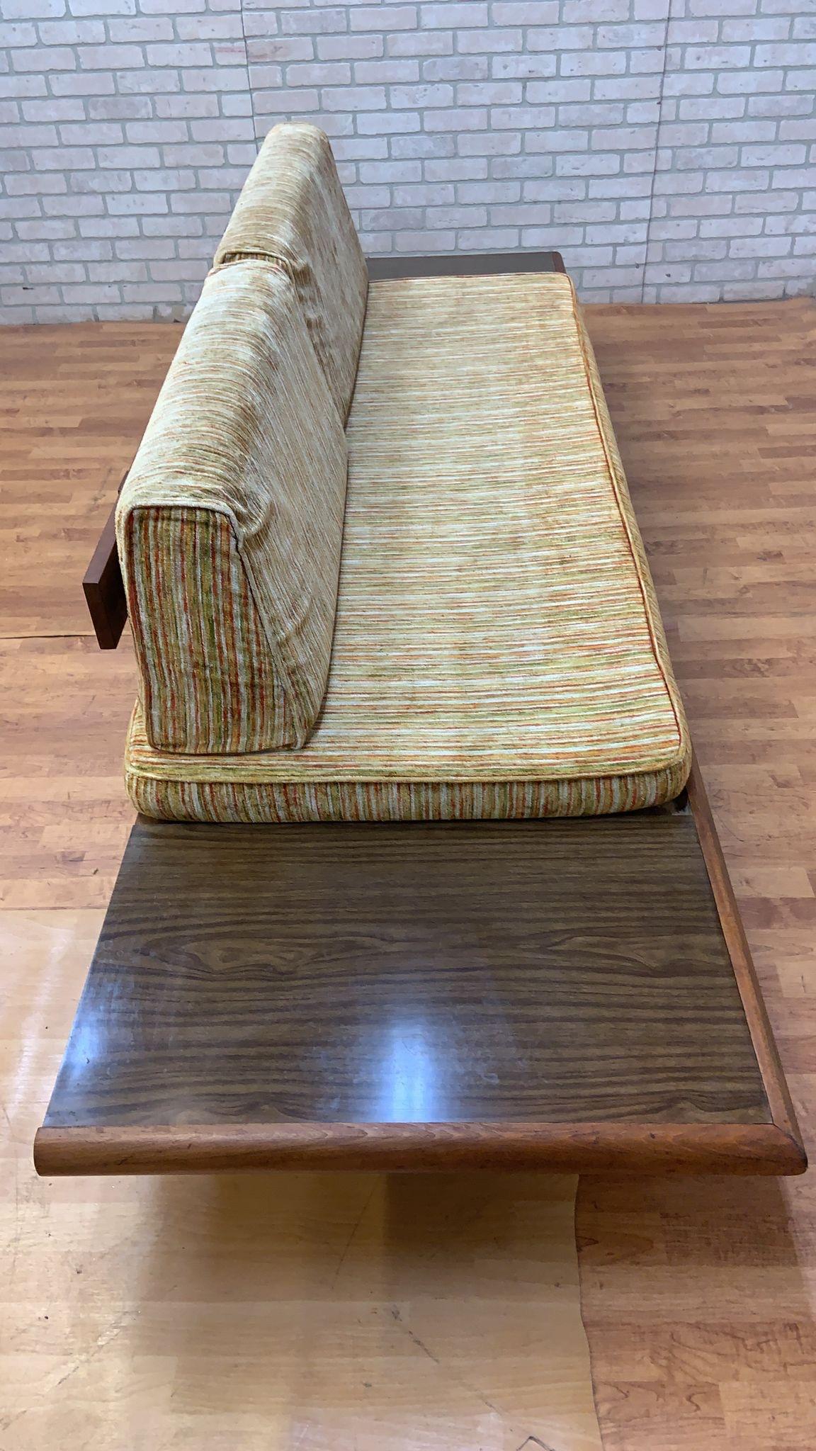 Hand-Crafted Mid Century Modern Adrian Pearsall Oak Daybed Sofa with Floating End Tables For Sale