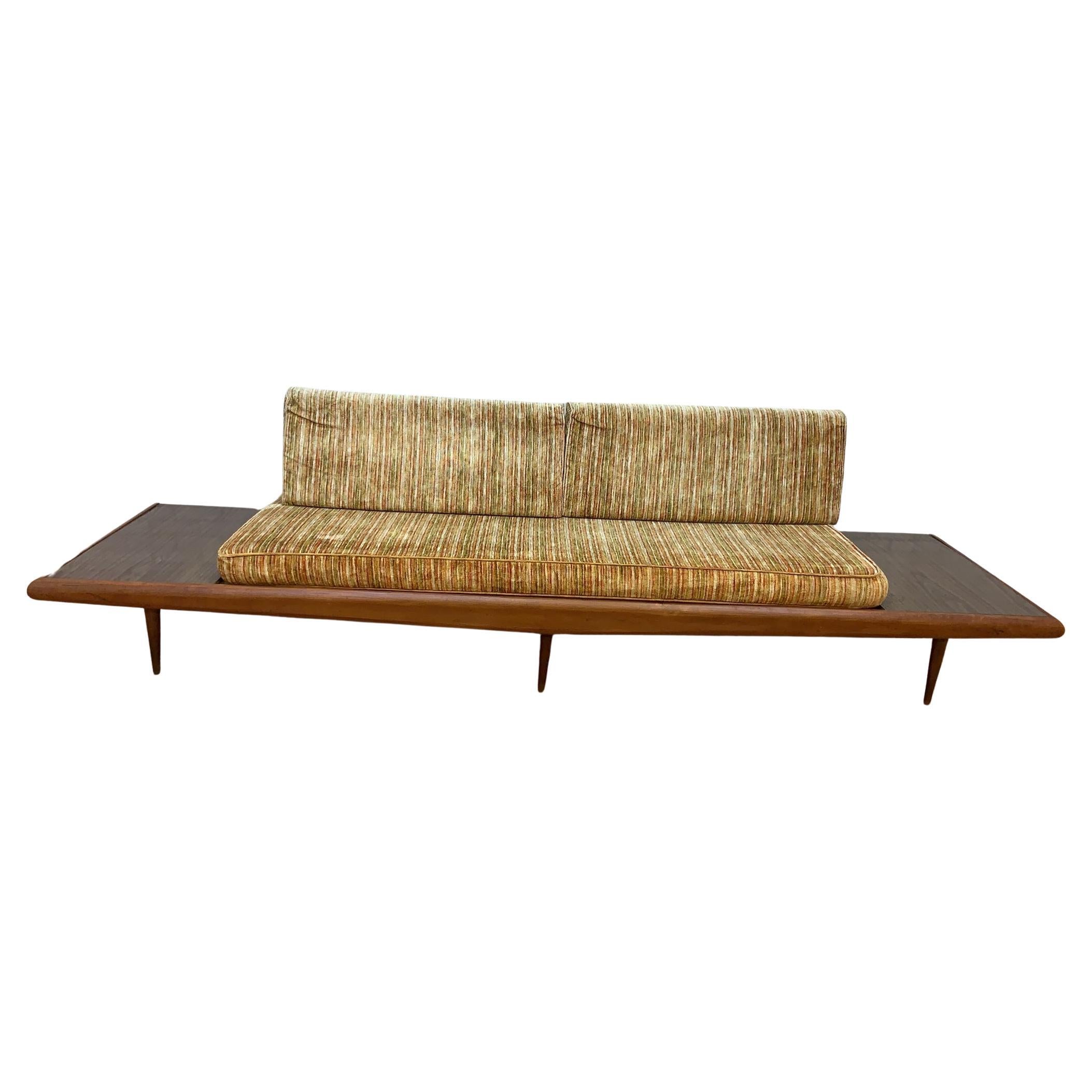 Mid Century Modern Adrian Pearsall Oak Daybed Sofa with Floating End Tables For Sale
