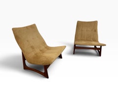 Fauteuils « Slipper » surdimensionnés de style « Mid-Century Modern » signés Adrian Pearsall – Lot de 2