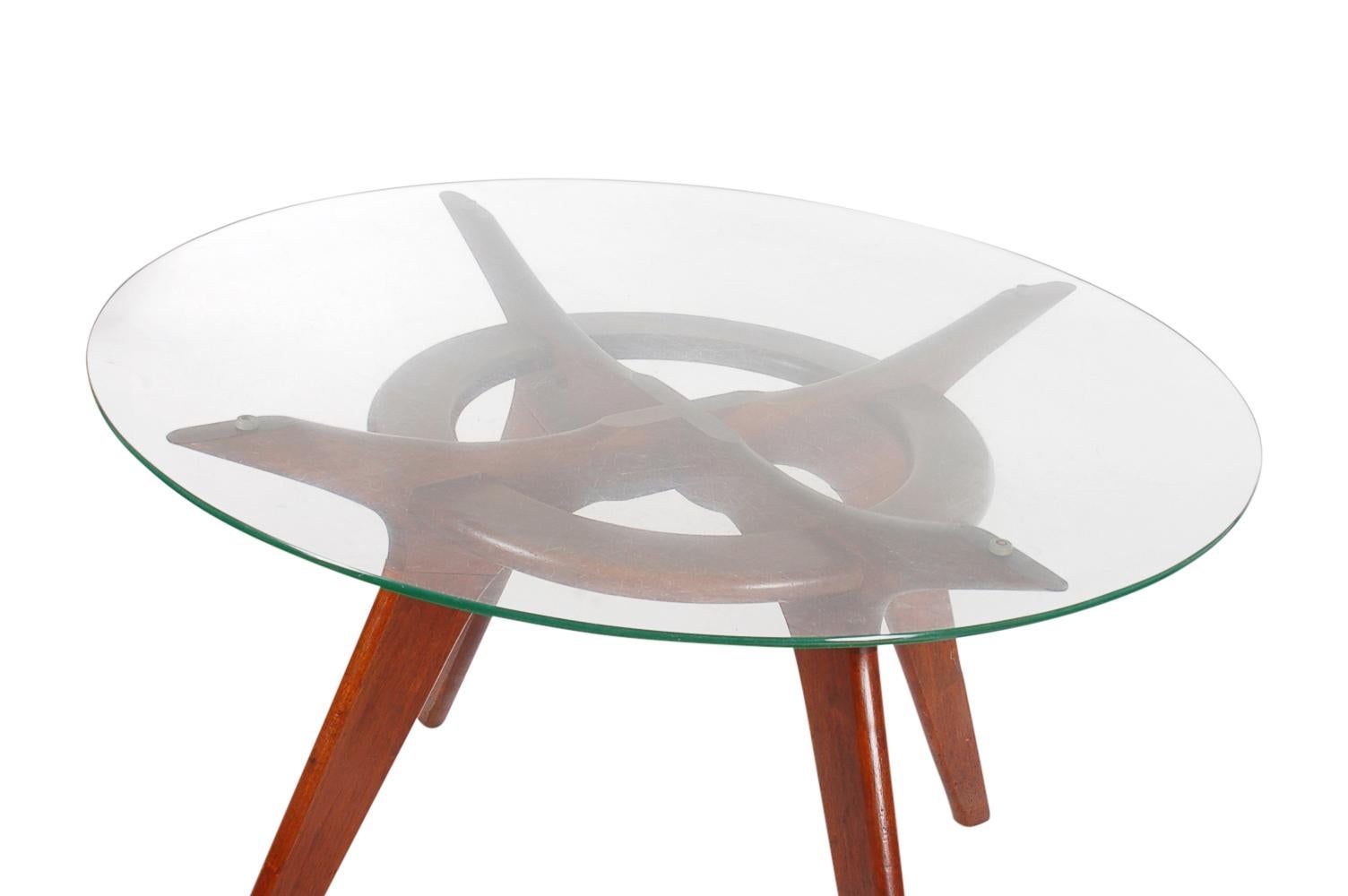 American Mid-Century Modern Adrian Pearsall Sculptural Dining Table in Walnut and Glass