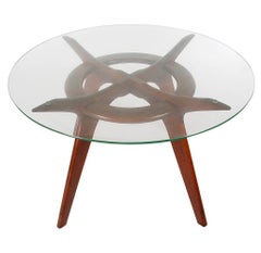 Mid-Century Modern Adrian Pearsall Sculptural Dining Table in Walnut and Glass