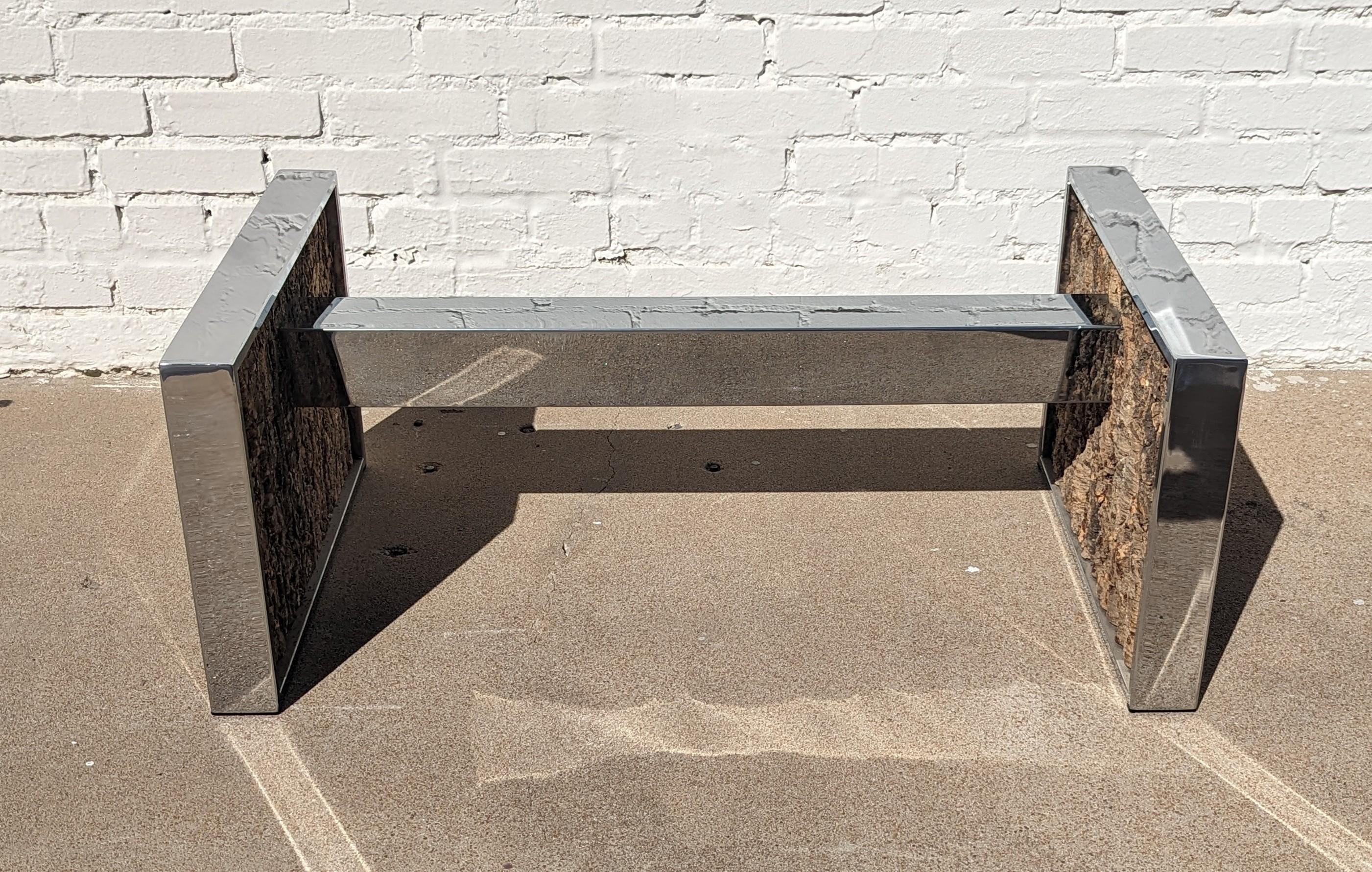 Mid Century Modern Adrian Pearsall Stainless Steel and Cork Coffee Table  For Sale 1
