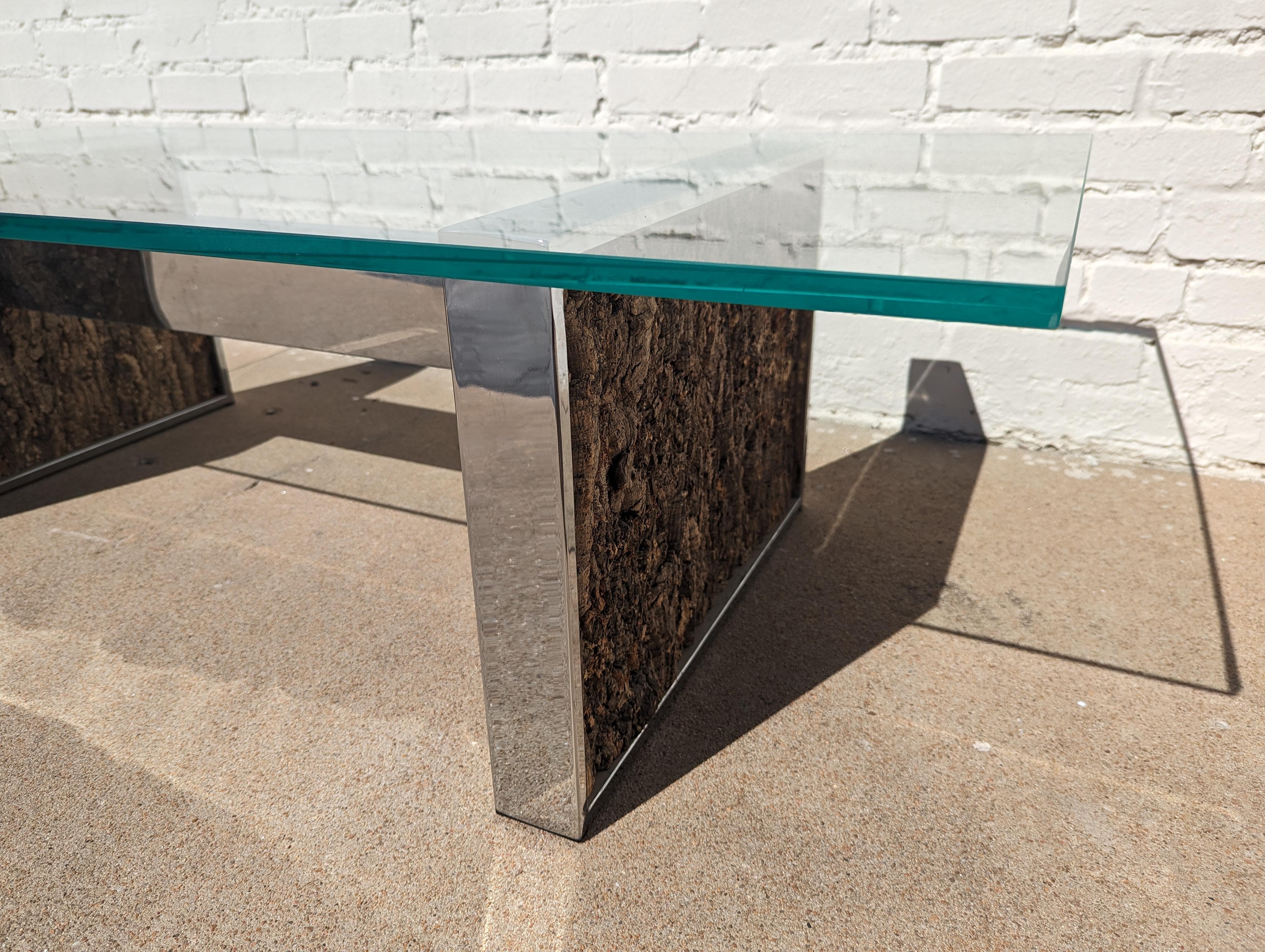 Mid Century Modern Adrian Pearsall Stainless Steel and Cork Coffee Table  For Sale 2
