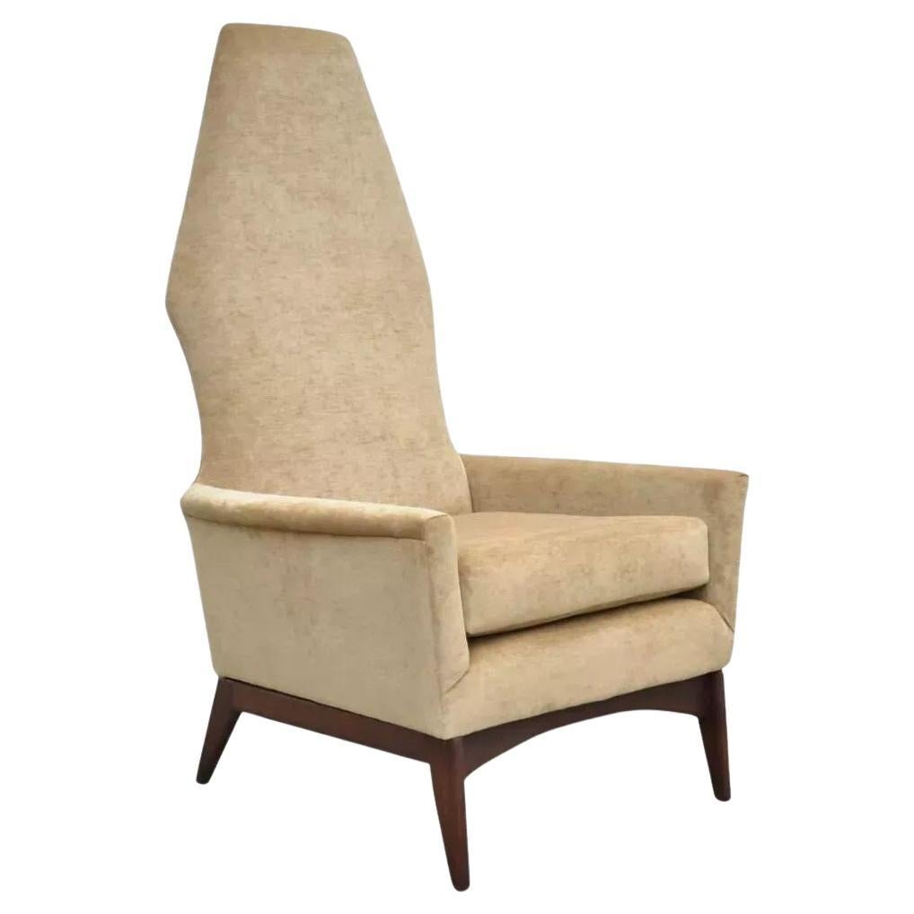 Sedia da salotto in legno di noce con schienale a diamante beige in stile Mid Century Modern Adrian Pearsall