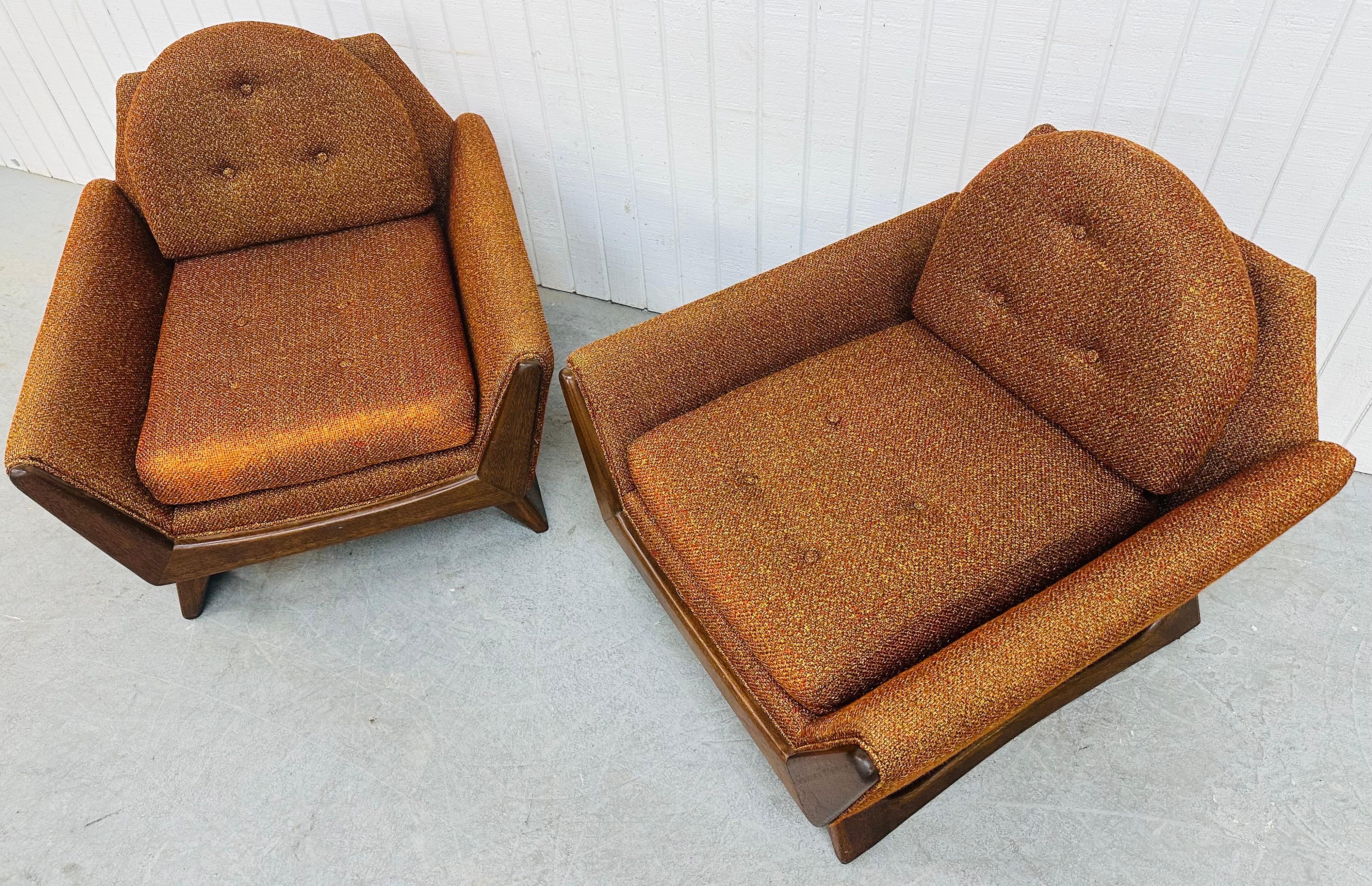 Mid-Century Modern Adrian Pearsall Style Burnt Orange Walnut Arm Chairs In Good Condition For Sale In Clarksboro, NJ
