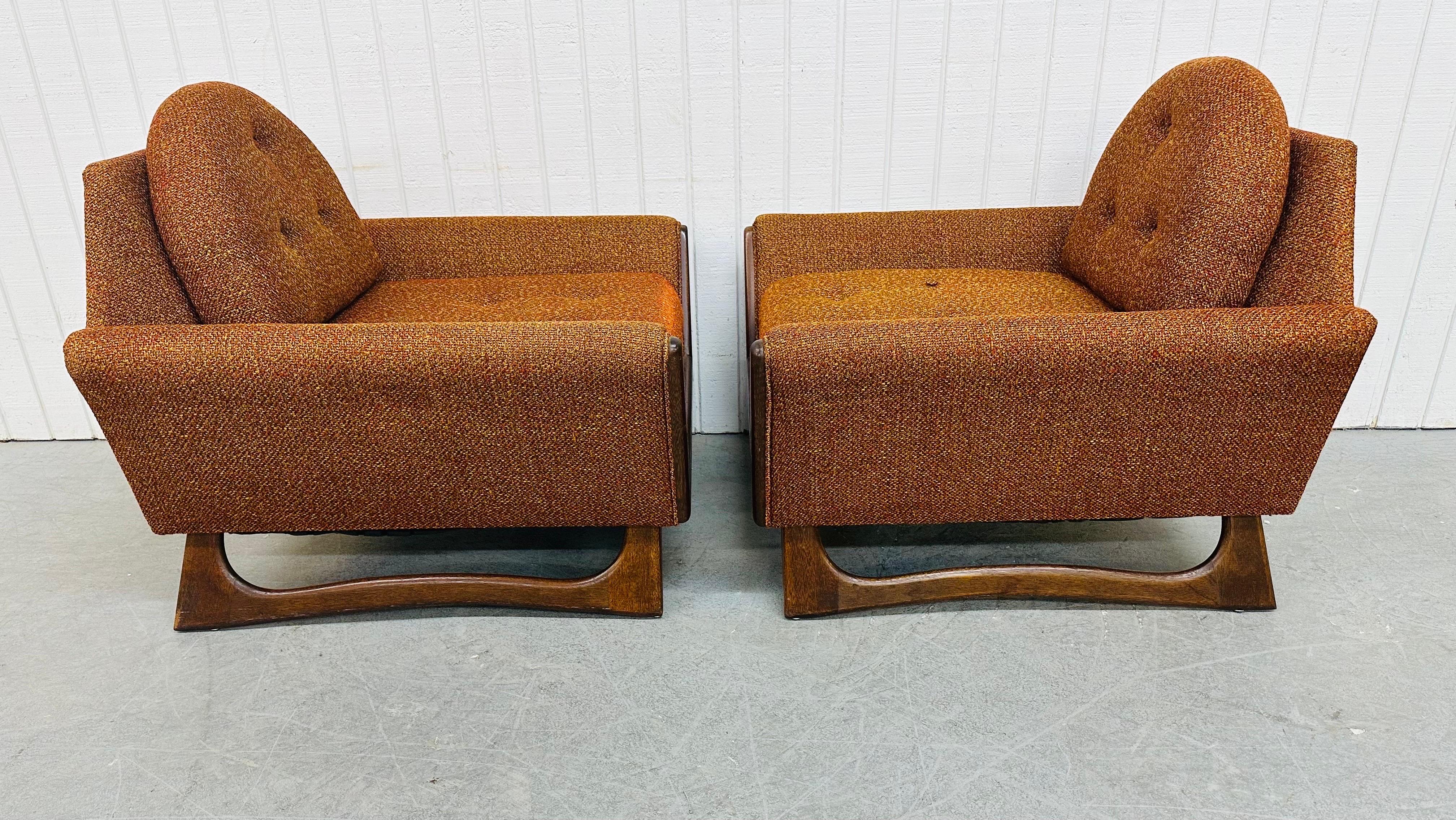 20th Century Mid-Century Modern Adrian Pearsall Style Burnt Orange Walnut Arm Chairs For Sale