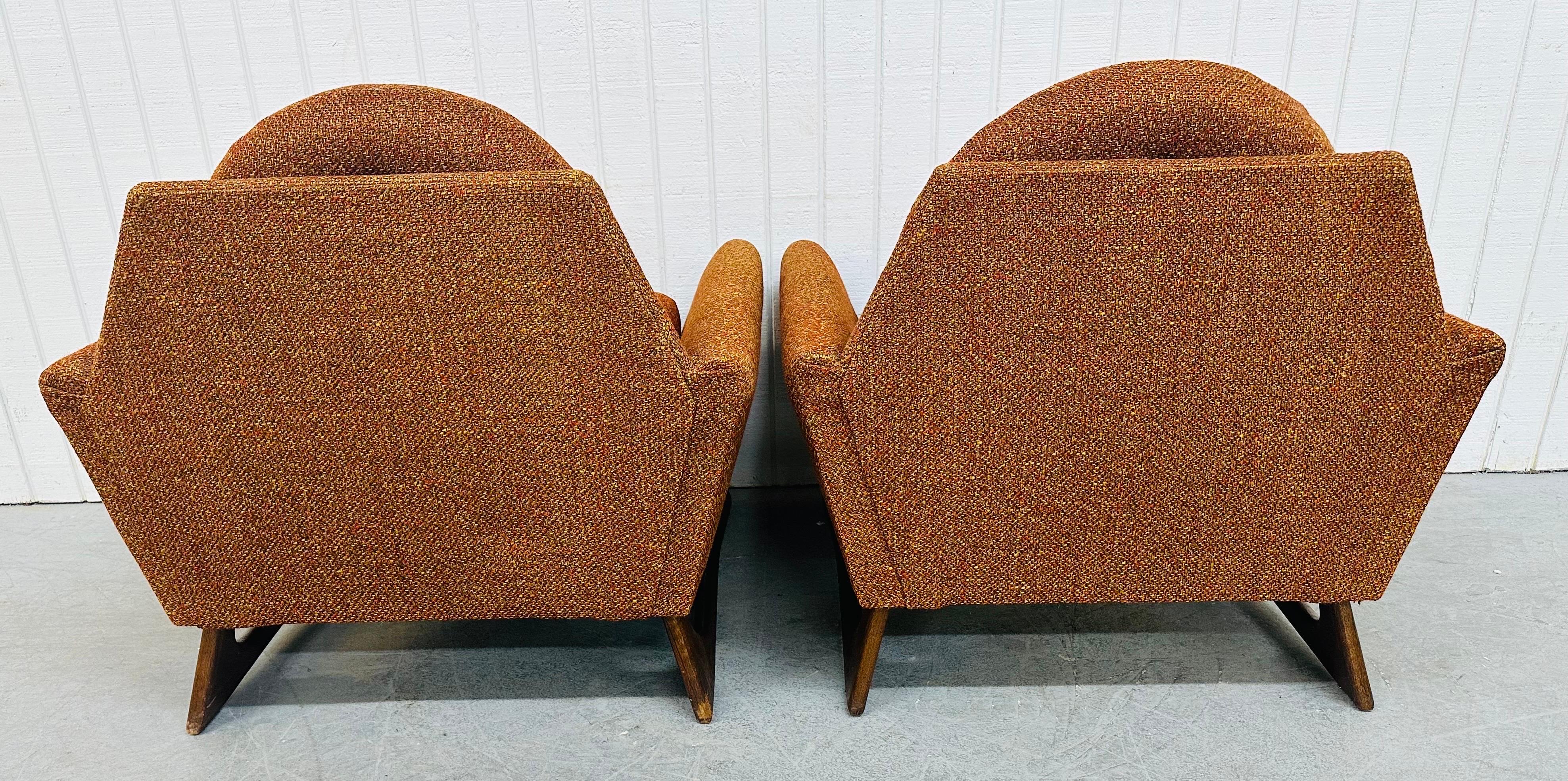 Upholstery Mid-Century Modern Adrian Pearsall Style Burnt Orange Walnut Arm Chairs For Sale