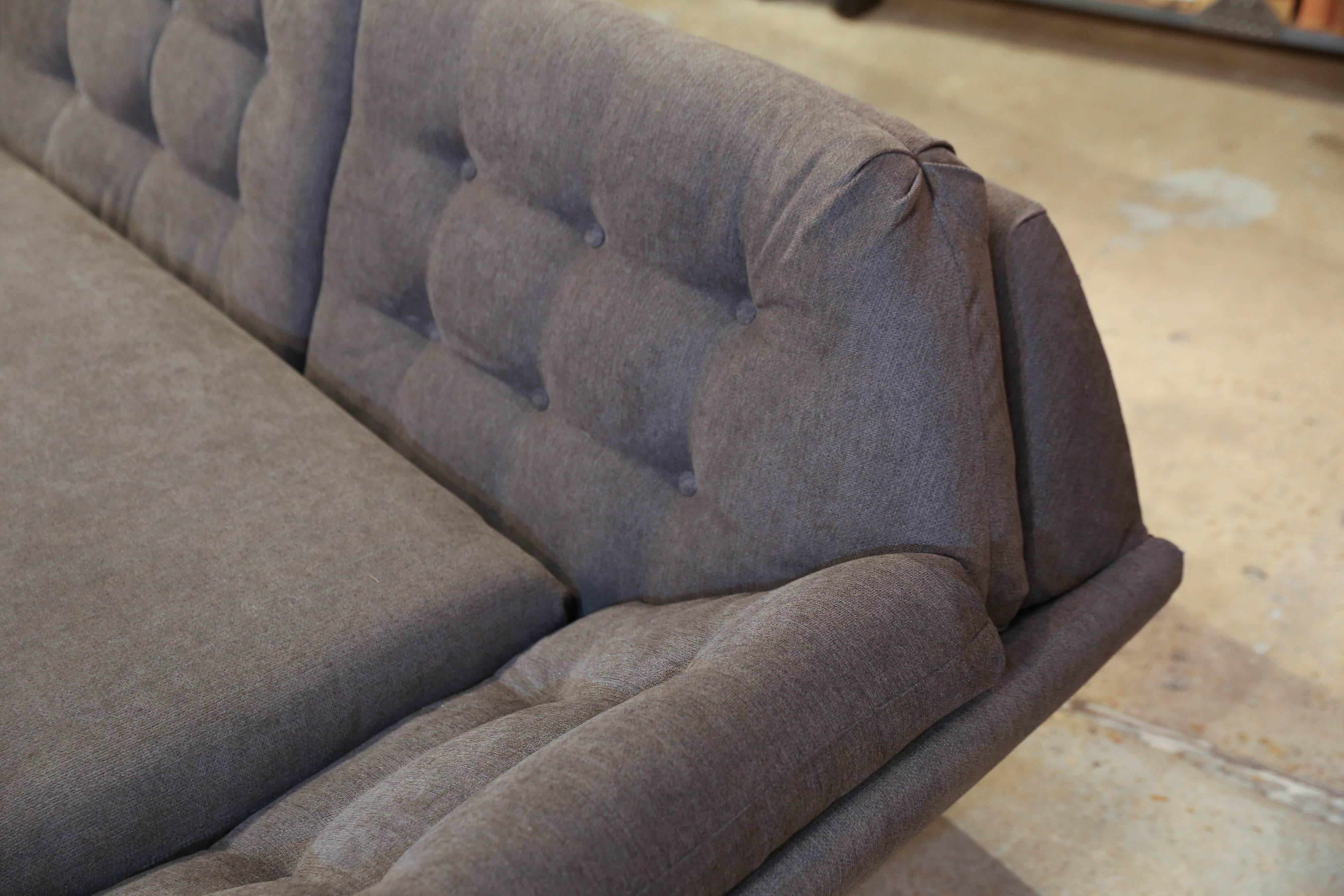 Mid-20th Century Mid-Century Modern Adrian Pearsall Style Charcoal Grey Wide Gondola Sofa