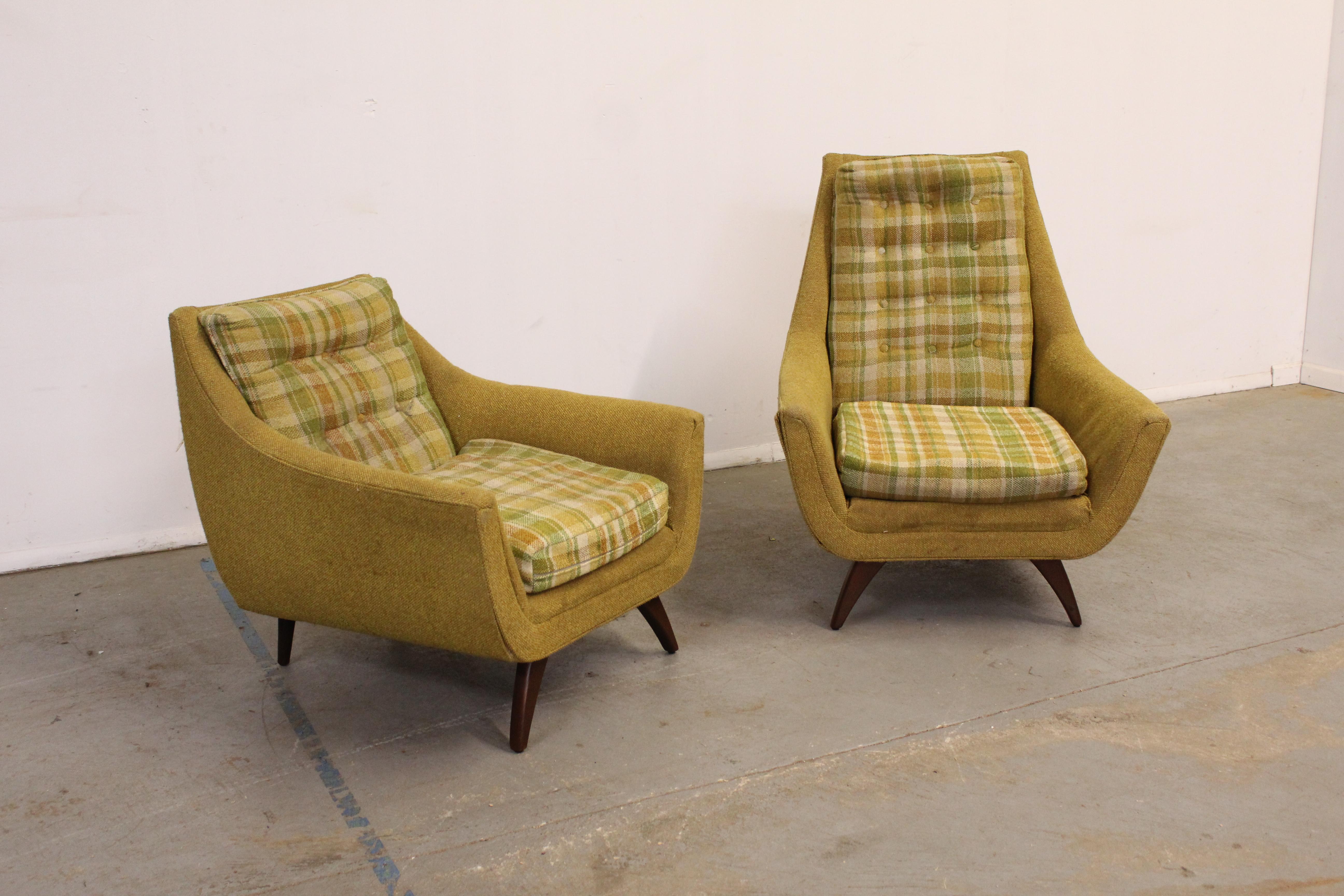 Mid-Century Modern Adrian Pearsall Style His & Her Lounge Chairs by Bassett Arm  9