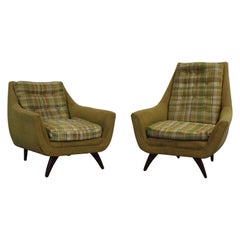 Vintage Mid-Century Modern Adrian Pearsall Style His & Her Lounge Chairs by Bassett Arm 