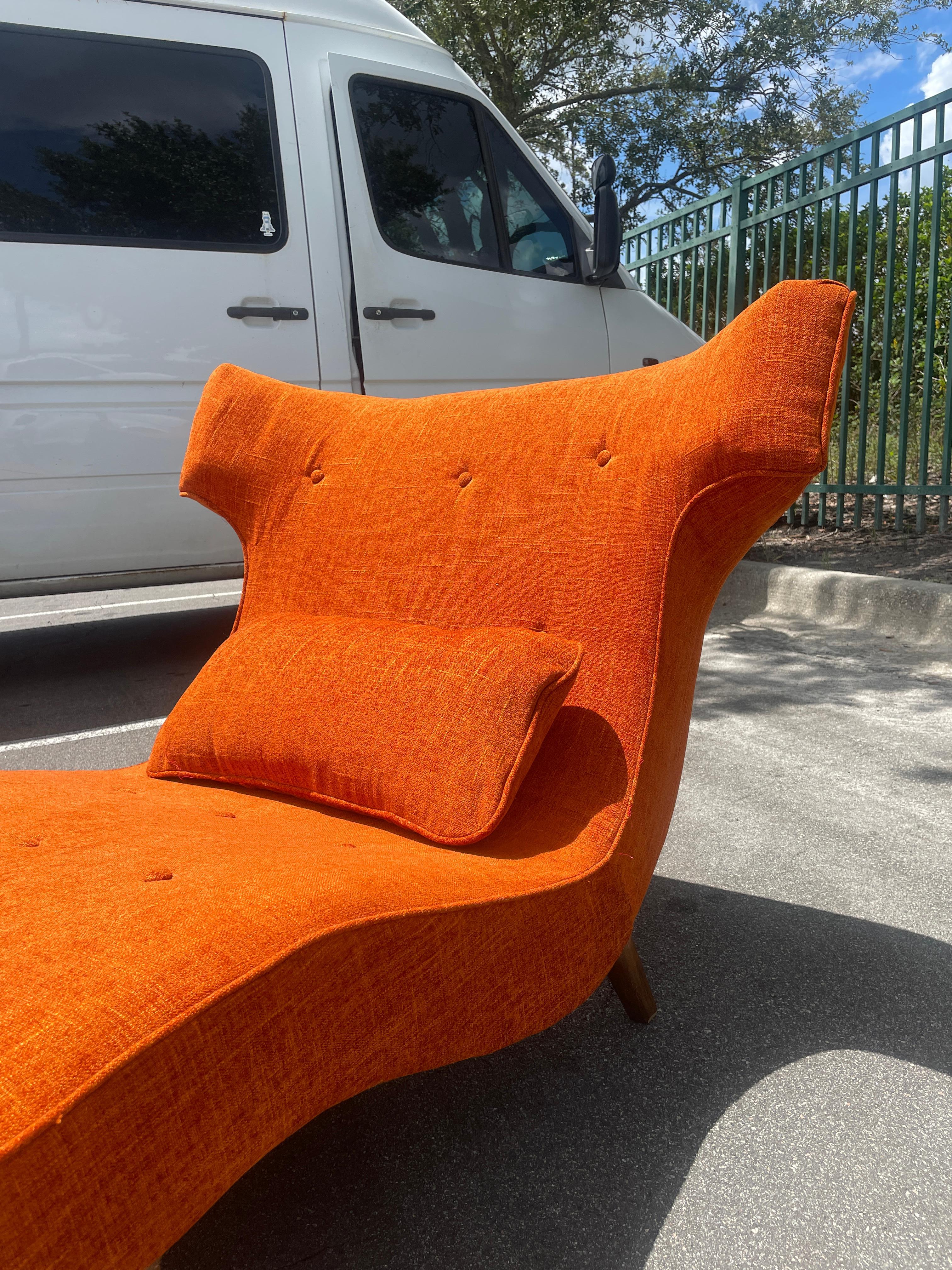 Unknown Mid-Century Modern Adrian Pearsall Style Orange Wingback Wave Chaise Lounge