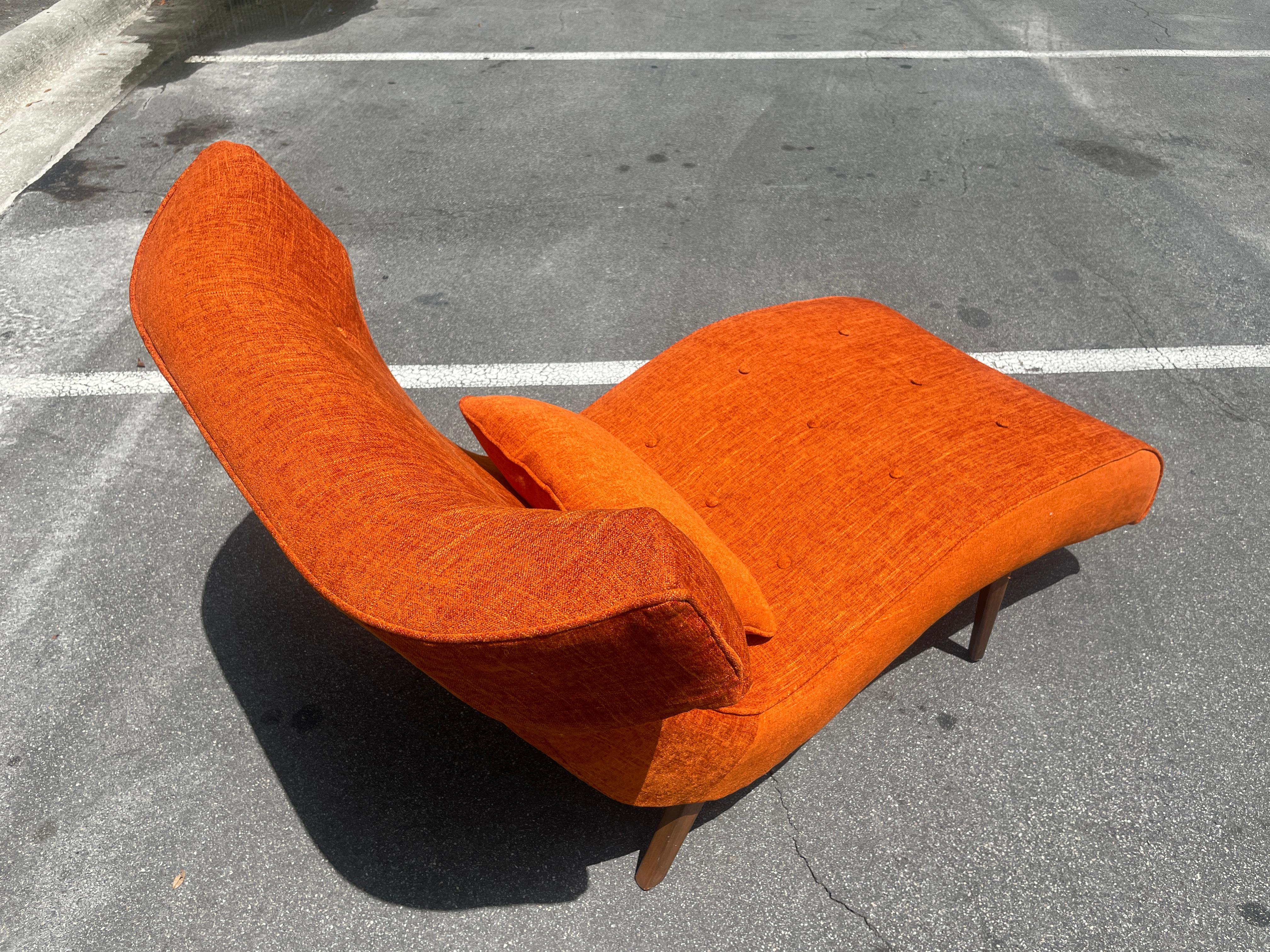 20th Century Mid-Century Modern Adrian Pearsall Style Orange Wingback Wave Chaise Lounge