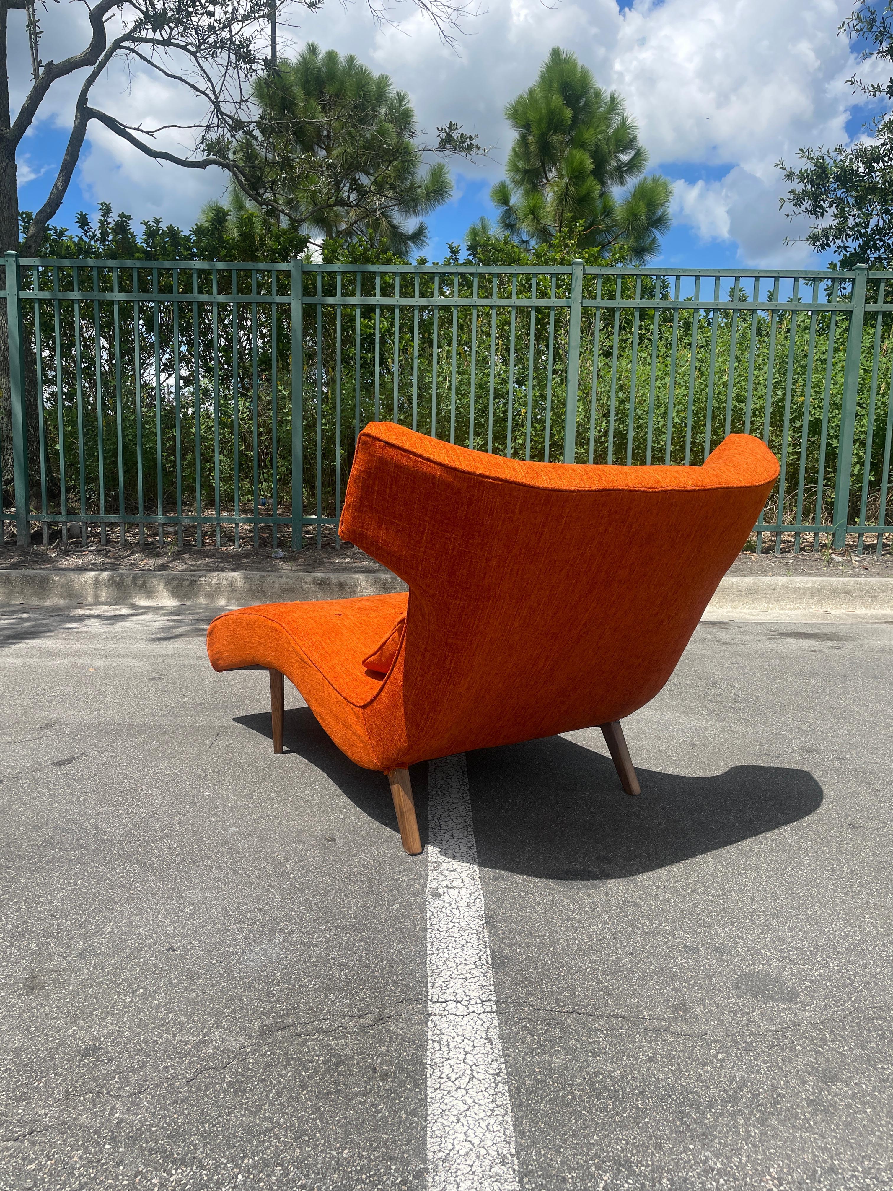 Mid-Century Modern Adrian Pearsall Style Orange Wingback Wave Chaise Lounge 1