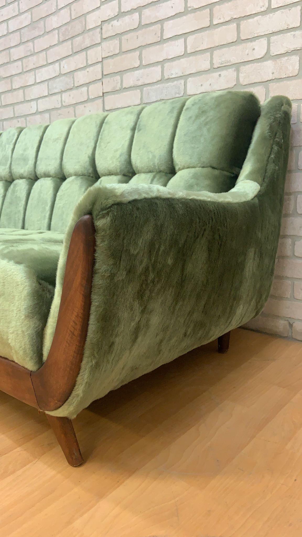 American Mid Century Modern Adrian Pearsall Style Walnut Framed Gondola Sofa