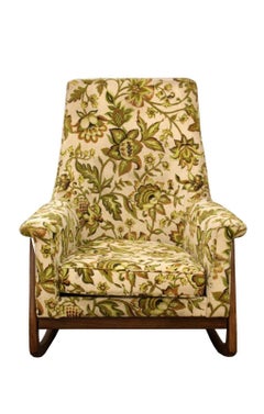 Mid Century Modern Adrian Pearsall Style Walnut Sculptural Rocker Floral