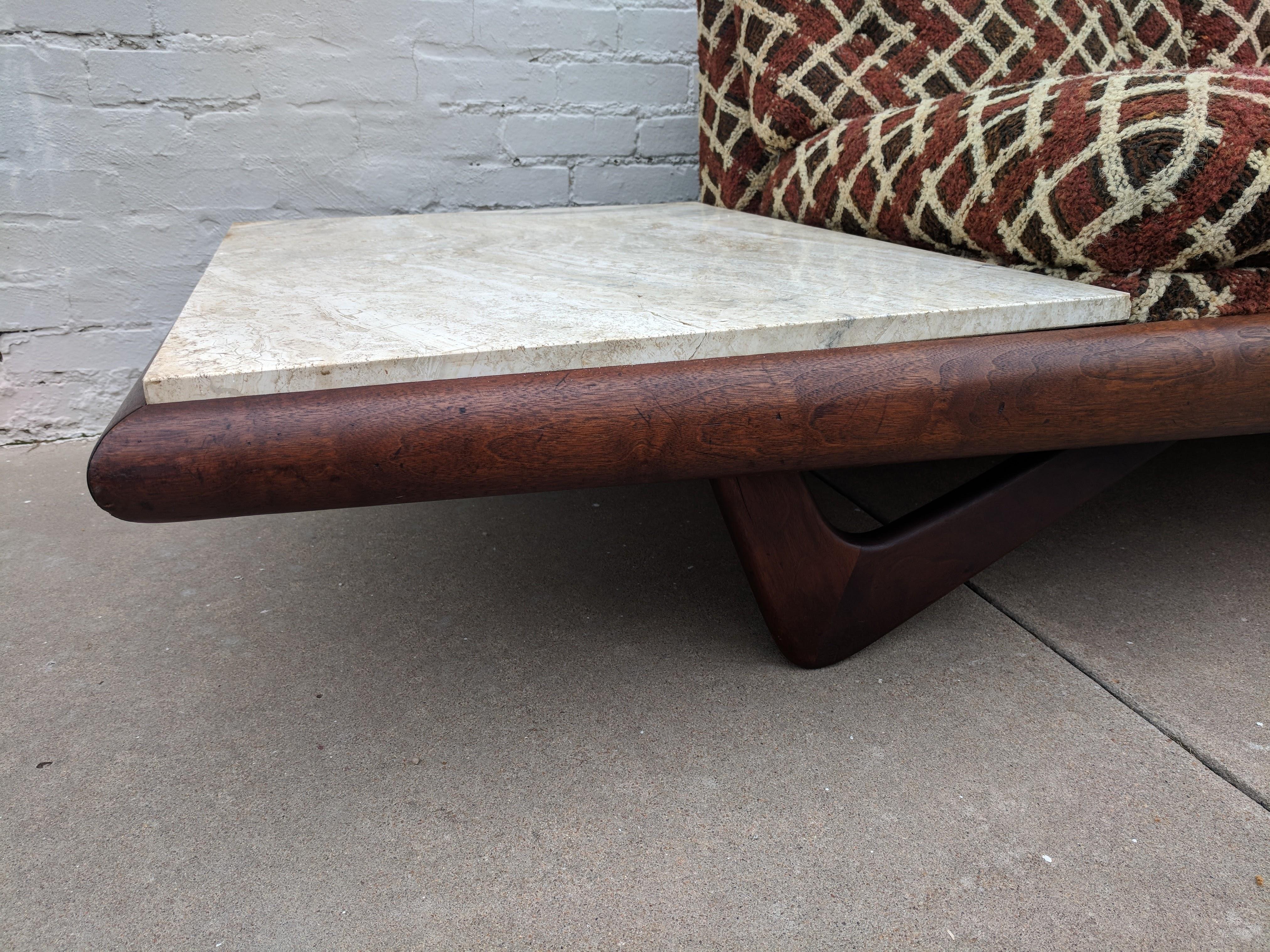 Mid Century Modern Adrian Pearsall Tavertine Side Table Boomerang Leg Sofa For Sale 2