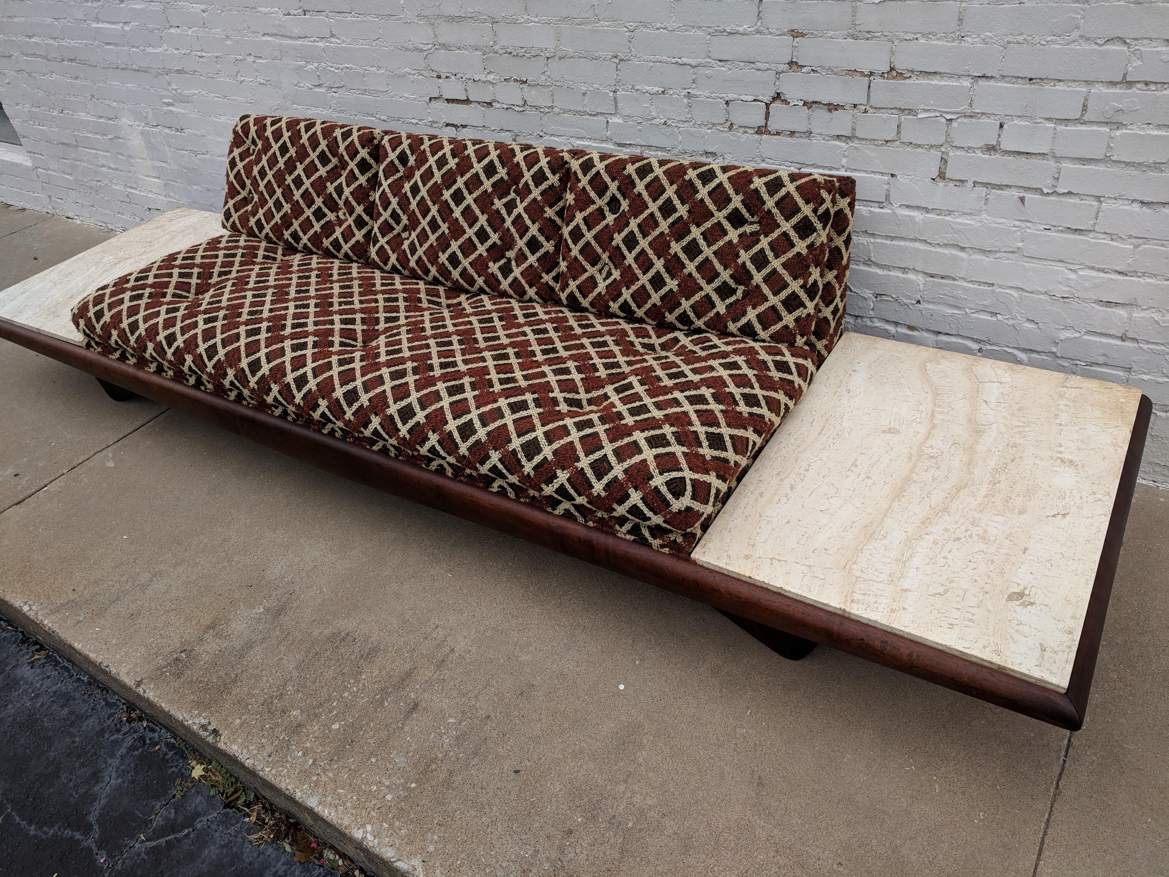 Mid Century Modern Adrian Pearsall Tavertine Side Table Boomerang Leg Sofa For Sale 3