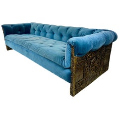 Mid-Century Modern Adrian Pearsall Tufted Blue Brutalist Sofa Evans Era, 1960s