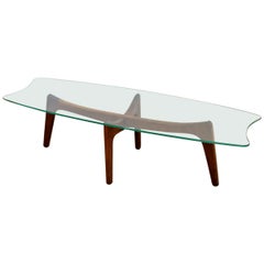 Mid-Century Modern Adrian Pearsall Walnut and Glass Stingray Coffee Table, 1960s