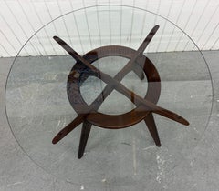 Mid-Century Modern Adrian Pearsall Walnut Glass Compass Dining Table