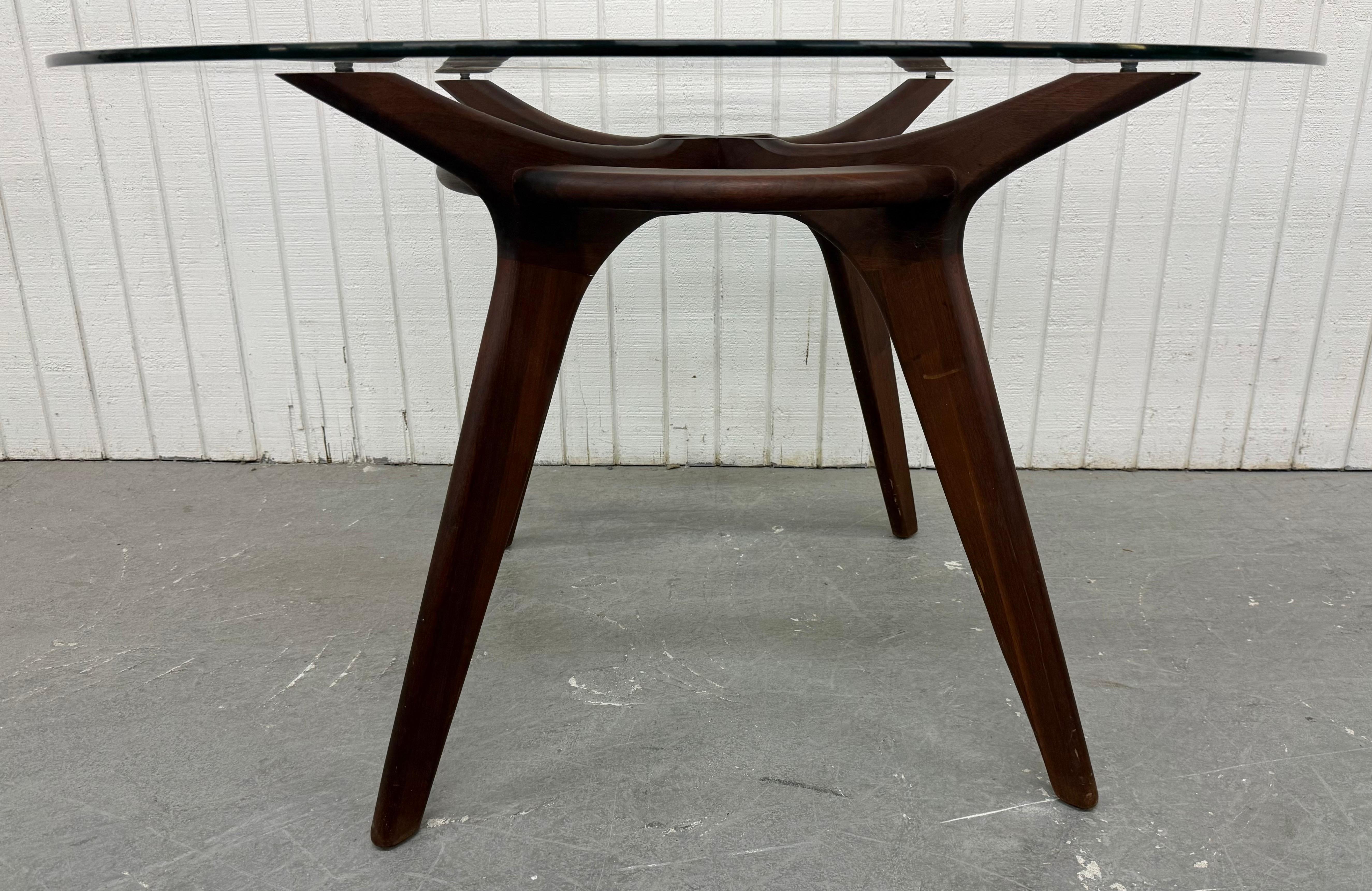 Mid-Century Modern Adrian Pearsall Walnut Glass Compass Dining Table In Good Condition For Sale In Clarksboro, NJ