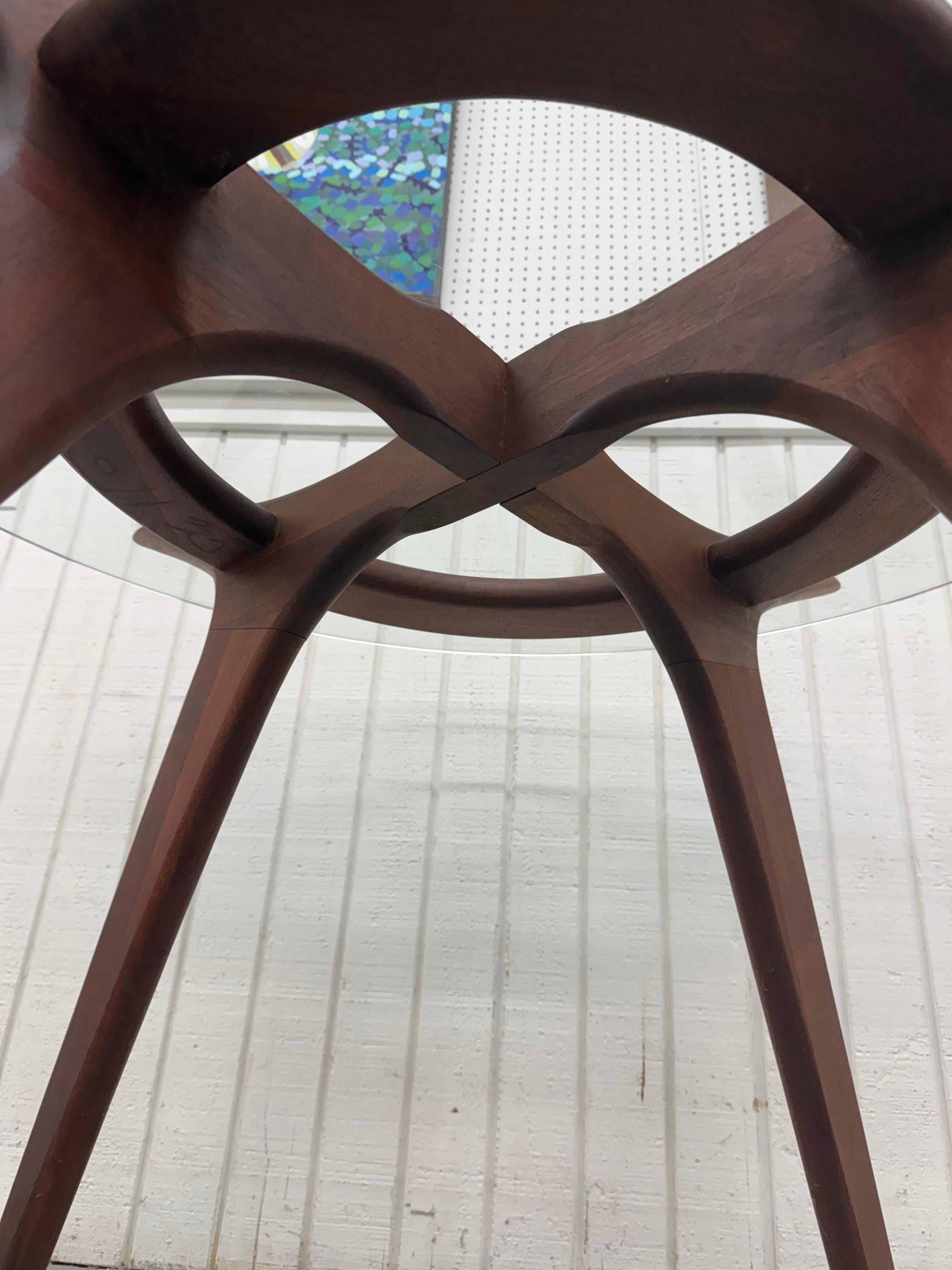 Mid-Century Modern Adrian Pearsall Walnut Glass Compass Dining Table For Sale 1