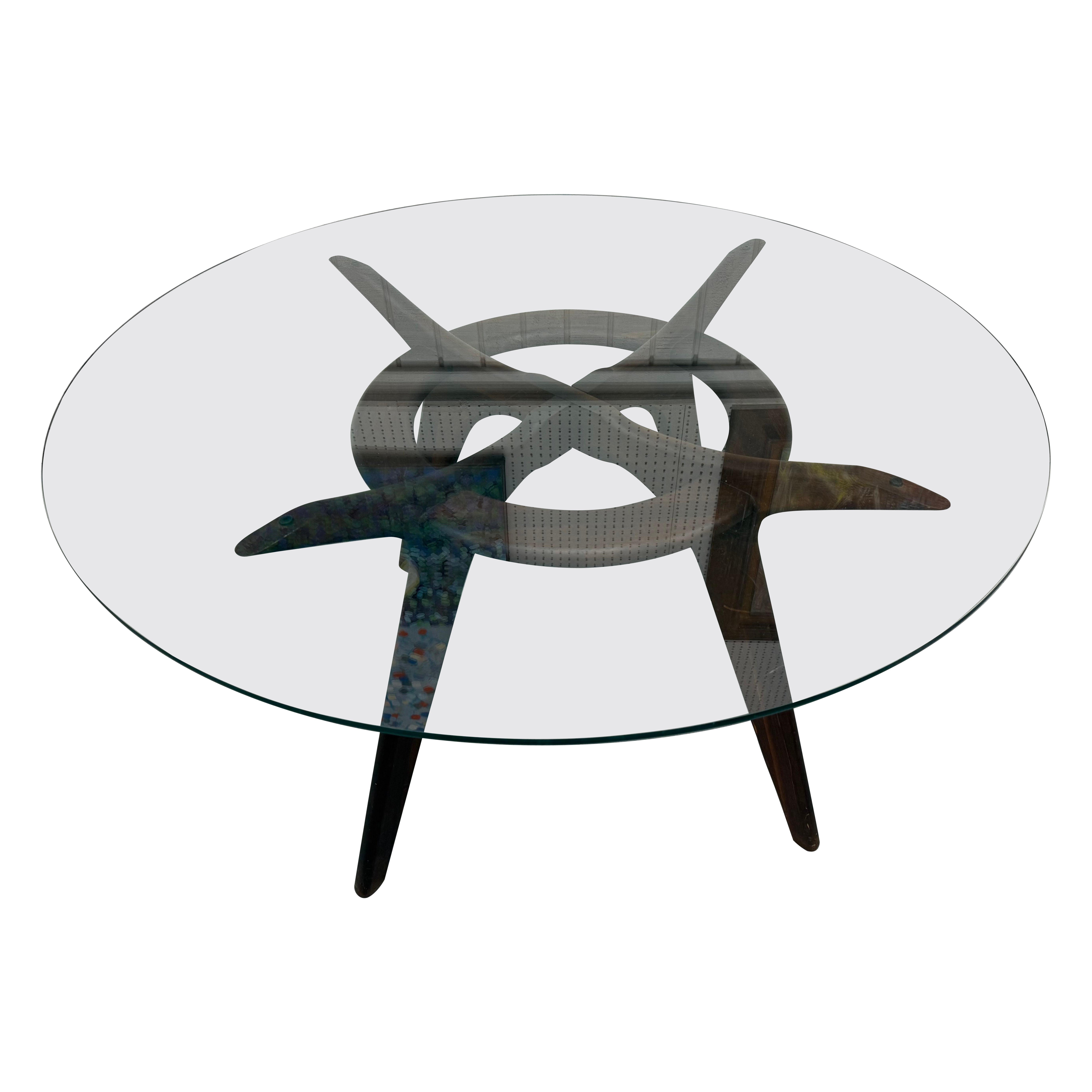 Adrian Pearsall, Mid-Century Modern, Esstisch aus Nussbaumglas mit Kompass