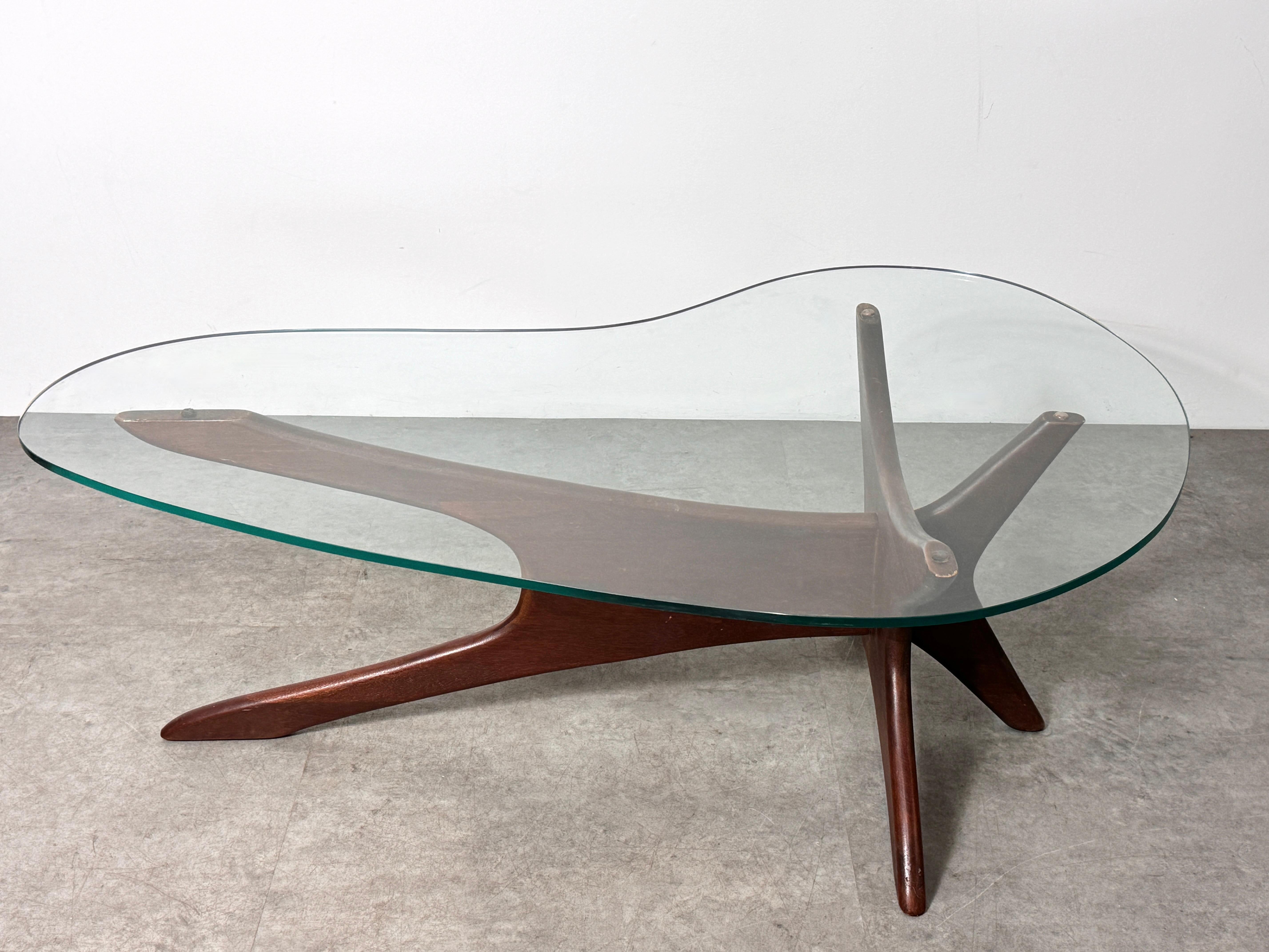 Mid-20th Century Mid Century Modern Adrian Pearsall Walnut Glass Jacks Coffee Table 1960s For Sale