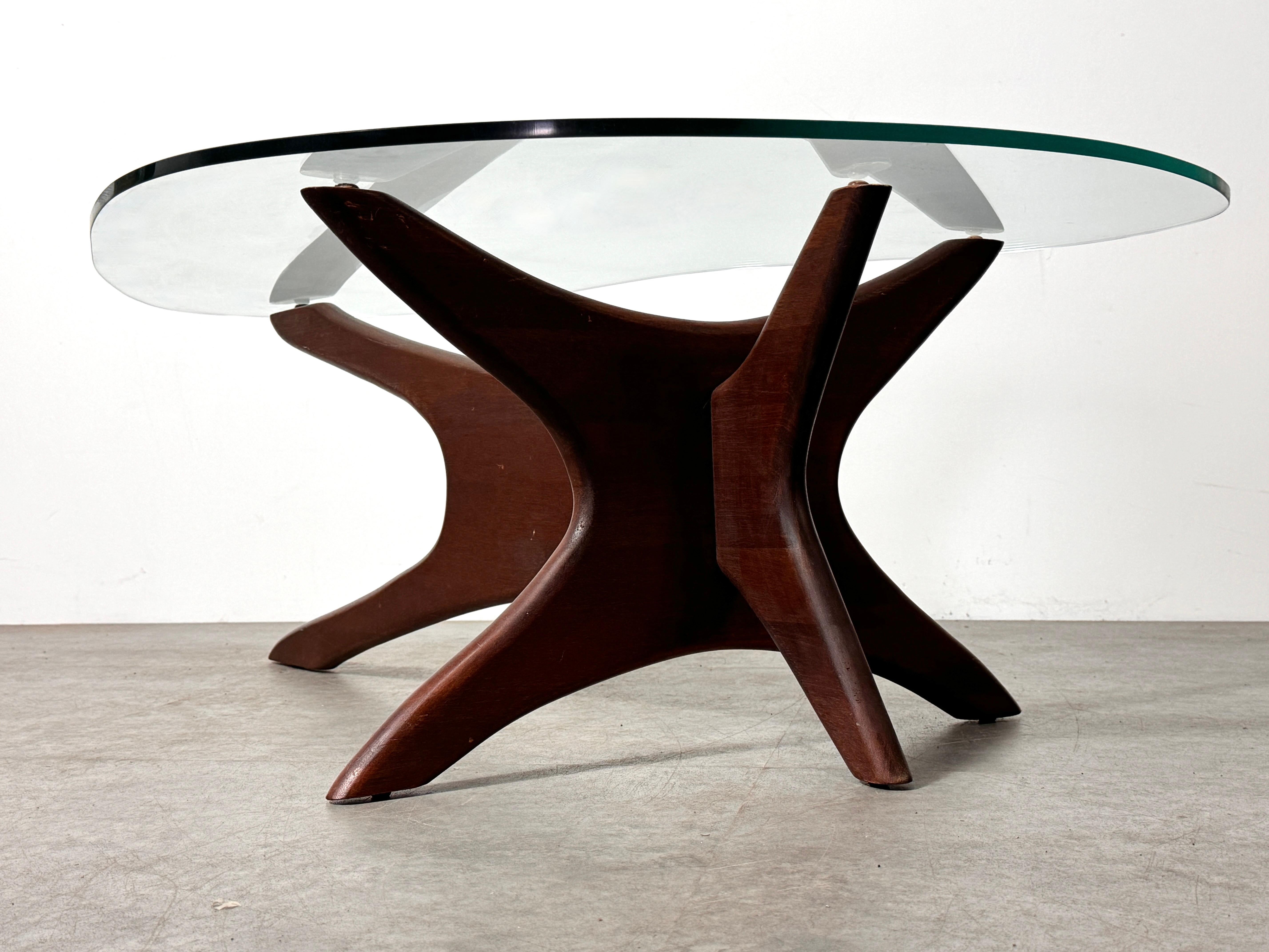Mid Century Modern Adrian Pearsall Walnut Glass Jacks Coffee Table 1960s For Sale 3