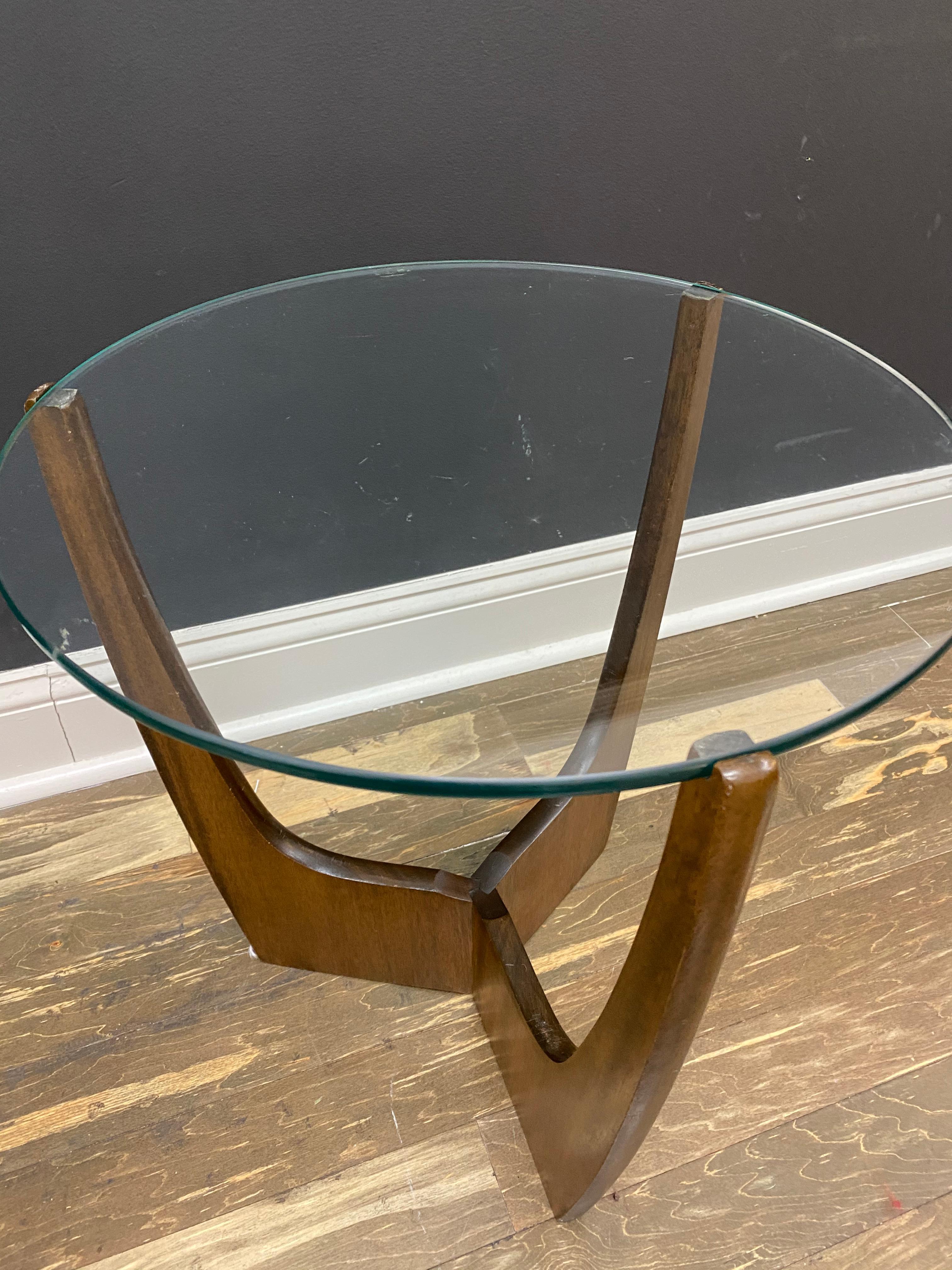 Mid-Century Modern Adrian Pearsall Walnut Glass Side Table 9