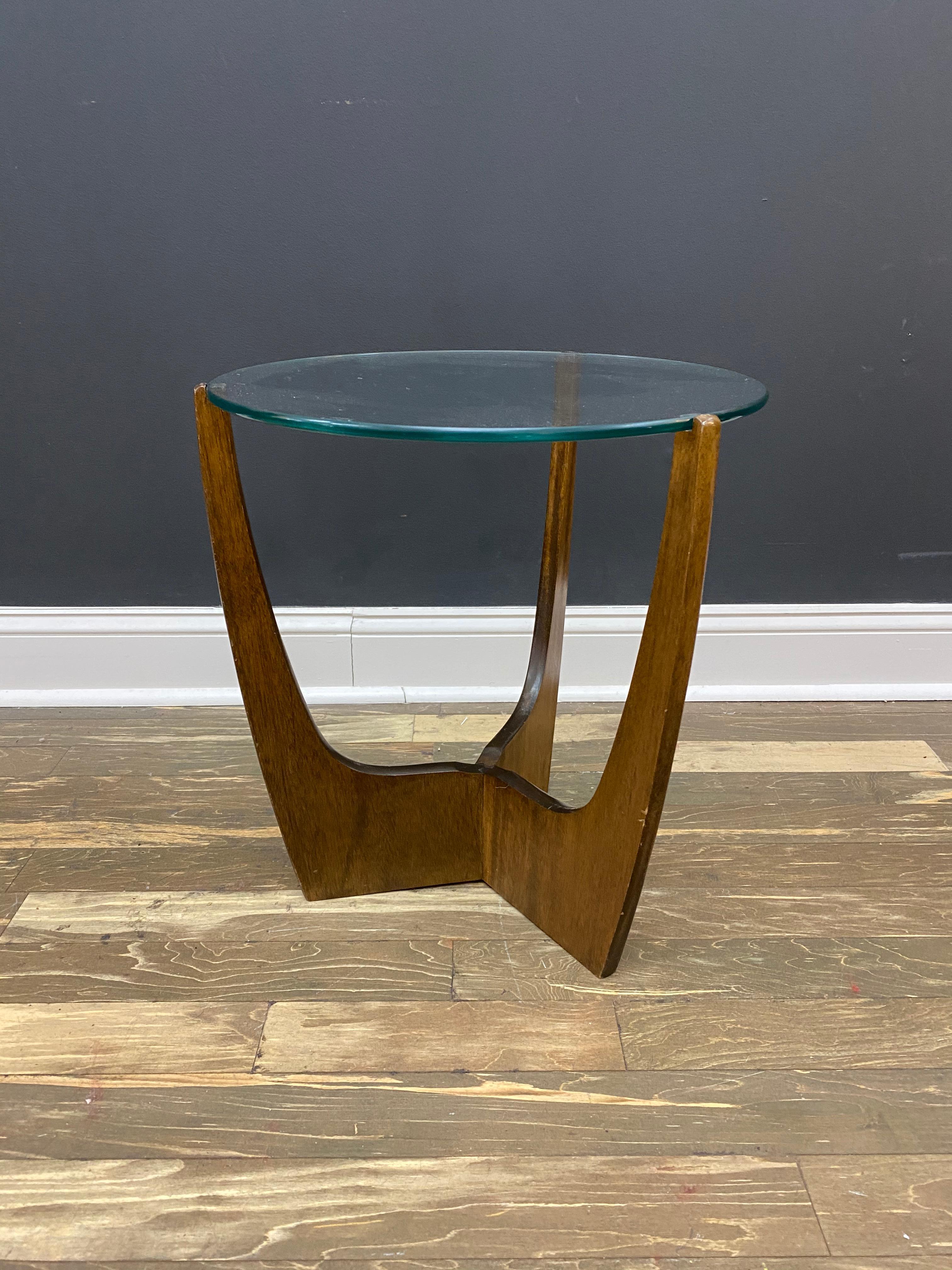 Mid-Century Modern Adrian Pearsall Walnut Glass Side Table In Good Condition In Haddonfield, NJ