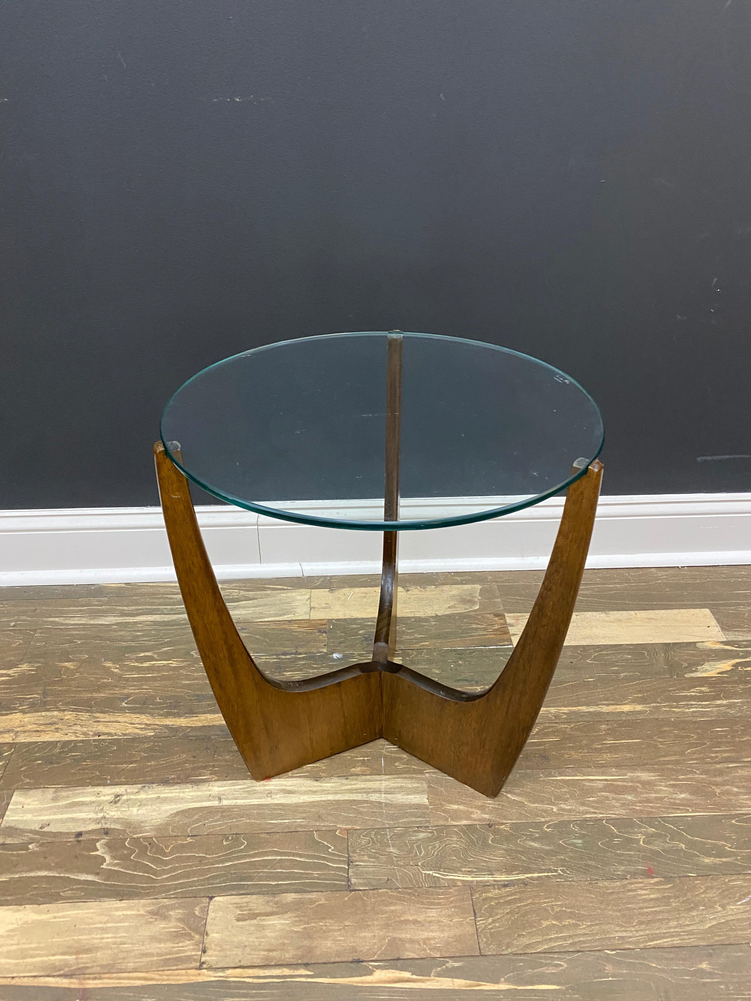 Mid-20th Century Mid-Century Modern Adrian Pearsall Walnut Glass Side Table