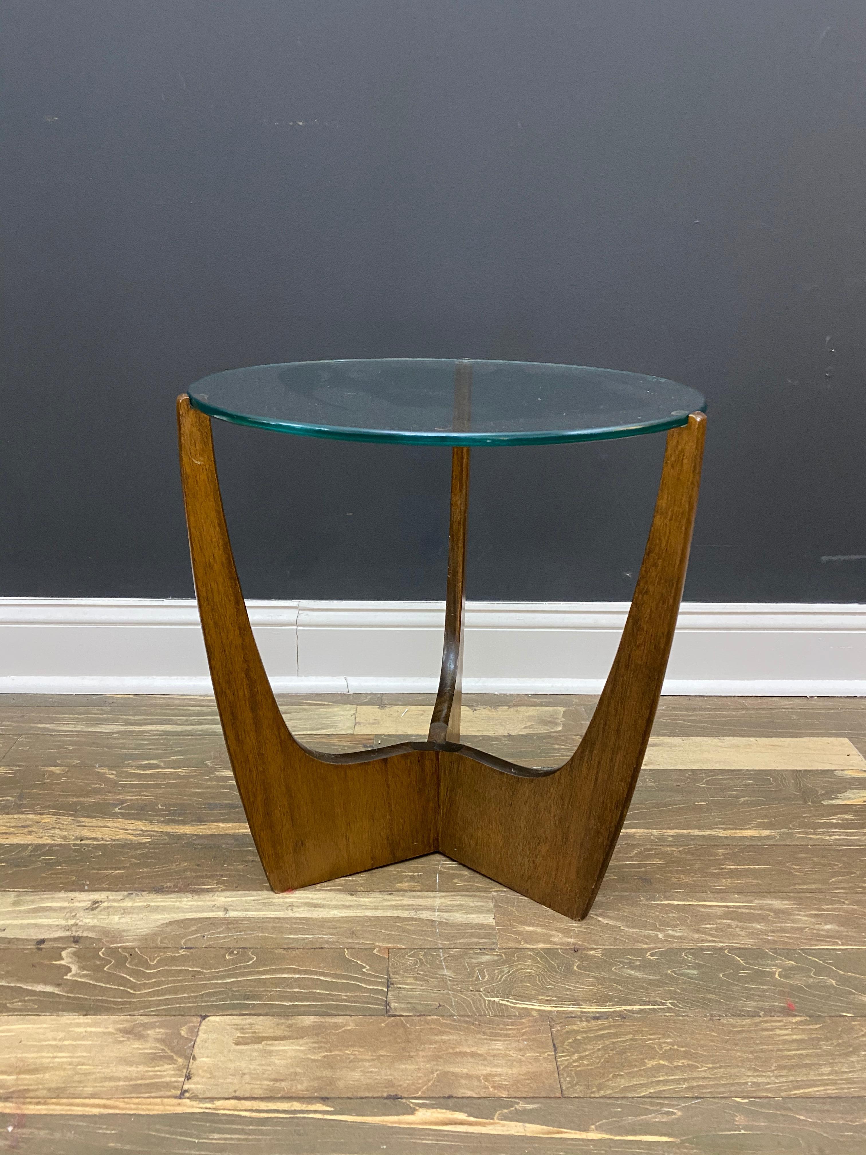 Mid-Century Modern Adrian Pearsall Walnut Glass Side Table 3