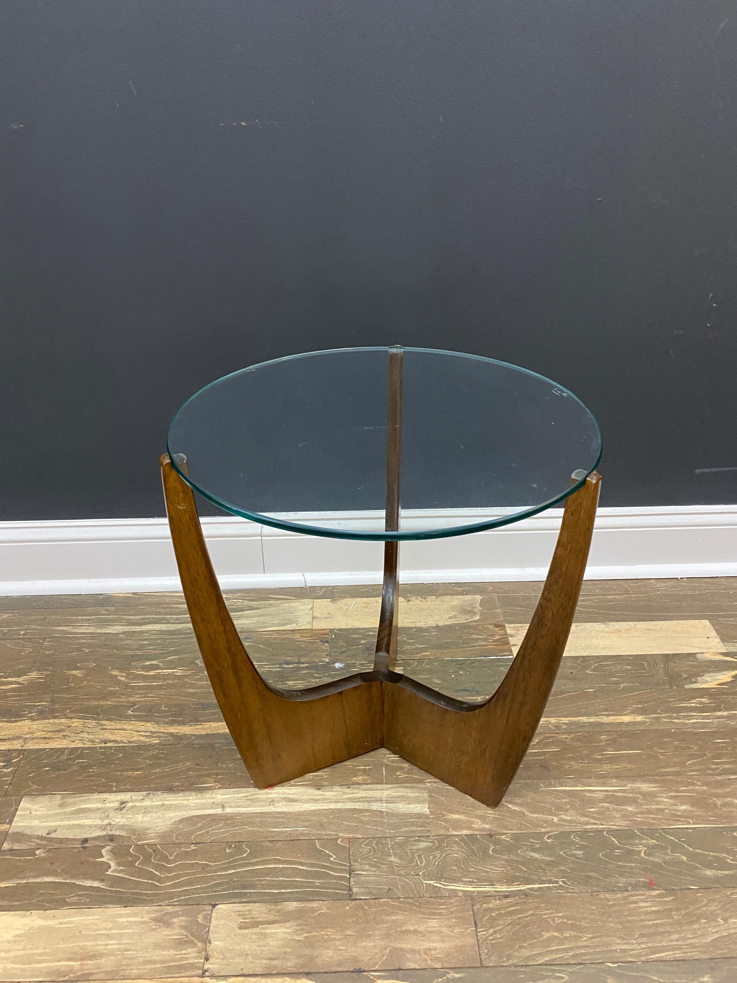 Mid-Century Modern Adrian Pearsall Walnut Glass Side Table 4