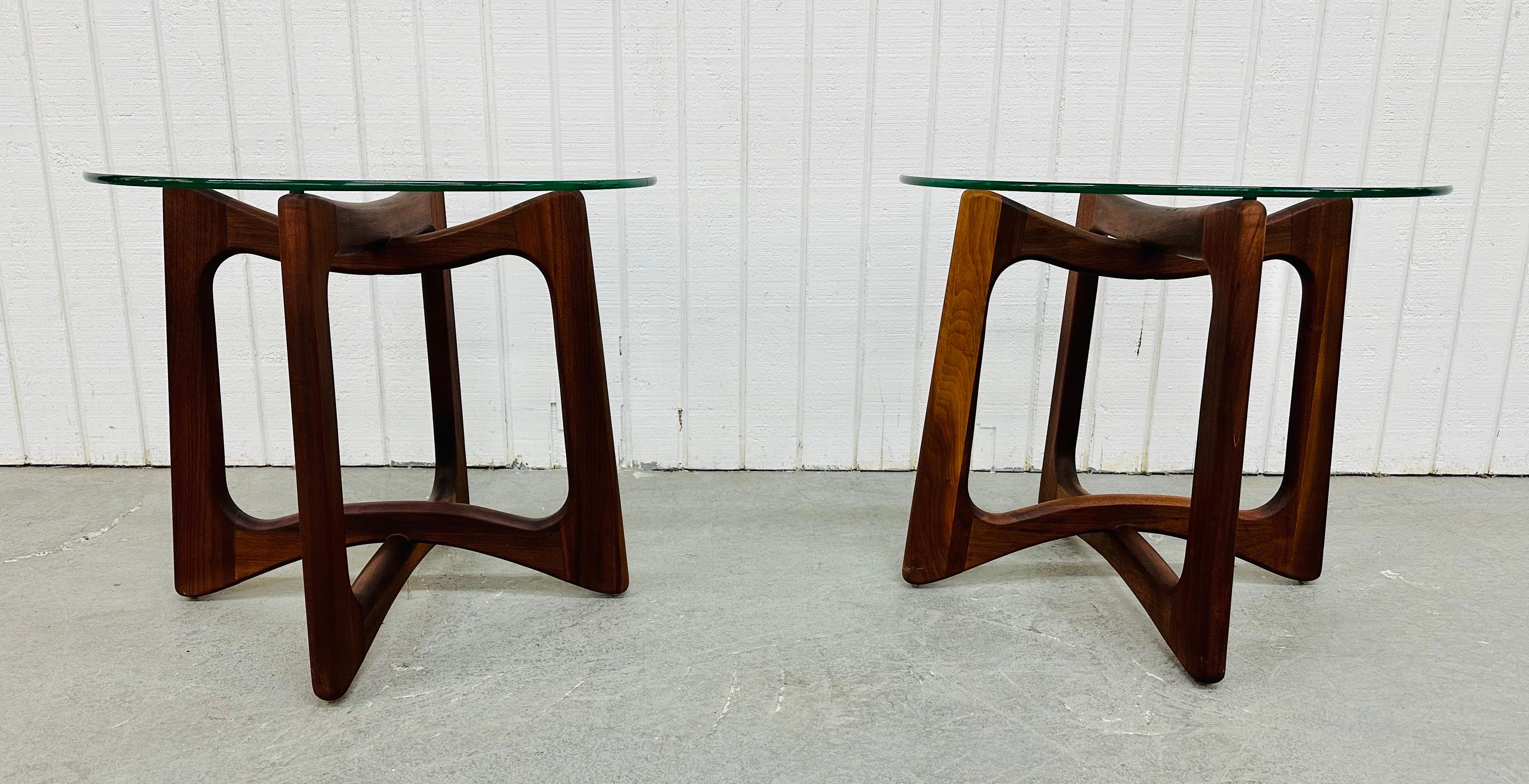 Mid-Century Modern Adrian Pearsall Walnut Glass Top Side Tables - Set of 2 In Good Condition In Clarksboro, NJ