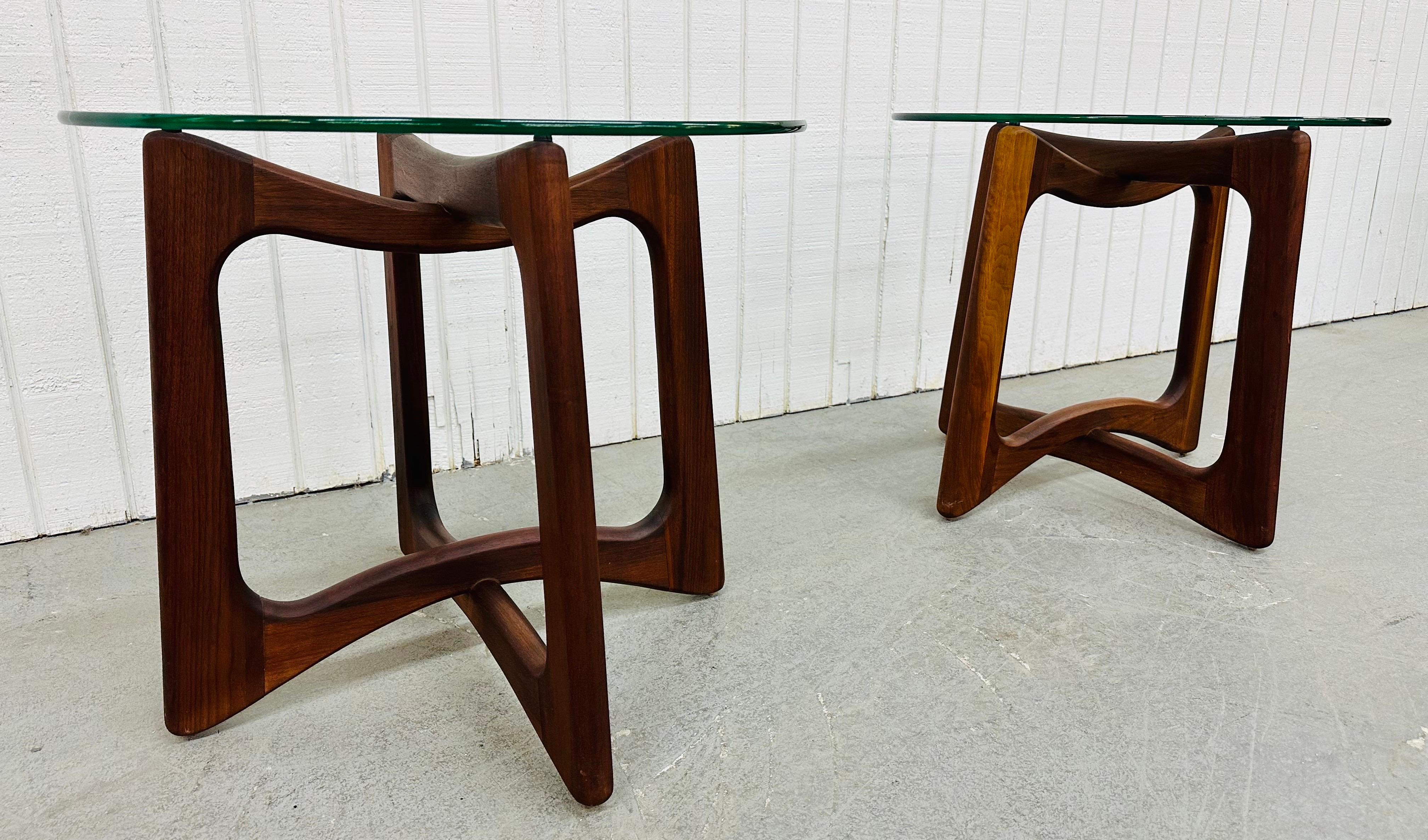 20th Century Mid-Century Modern Adrian Pearsall Walnut Glass Top Side Tables - Set of 2 For Sale
