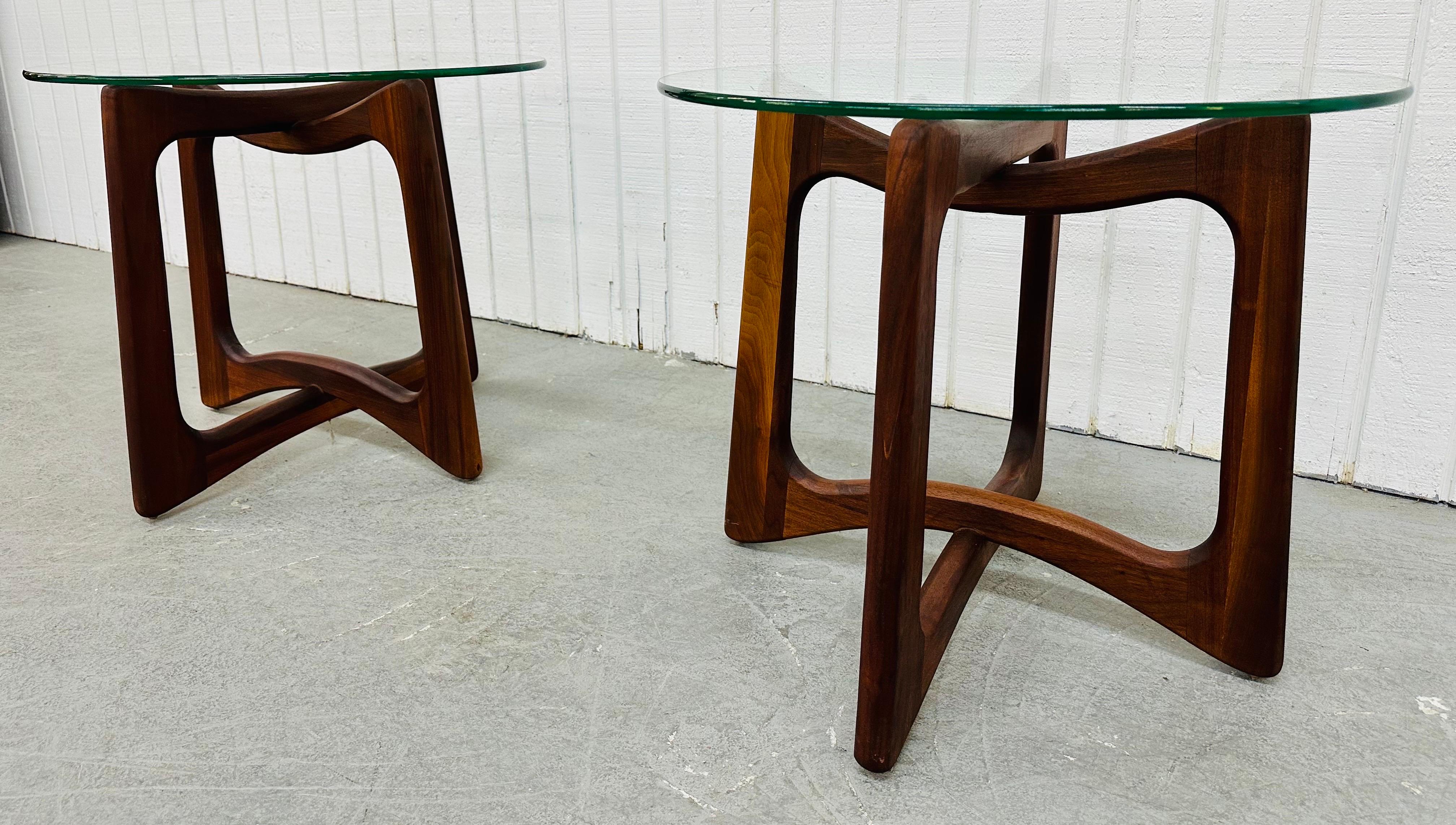 Mid-Century Modern Adrian Pearsall Walnut Glass Top Side Tables - Set of 2 For Sale 1