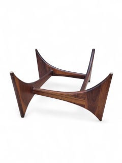 Mid Century Modern Adrian Pearsall Walnut Square Fin Base Glass Top Coffee Table