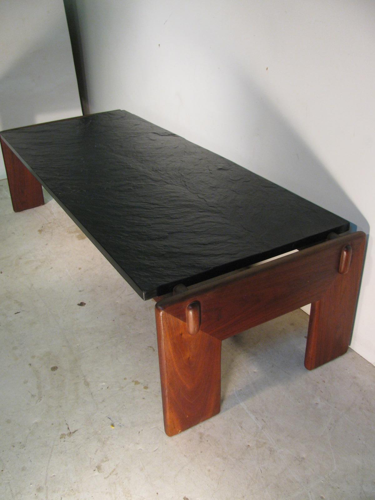 American Mid-Century Modern Adrian Pearsall Walnut with Slate Top Cocktail Table