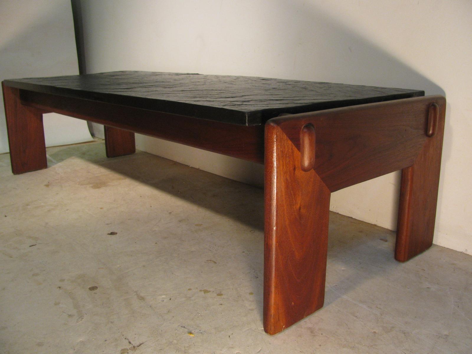 Mid-Century Modern Adrian Pearsall Walnut with Slate Top Cocktail Table 1