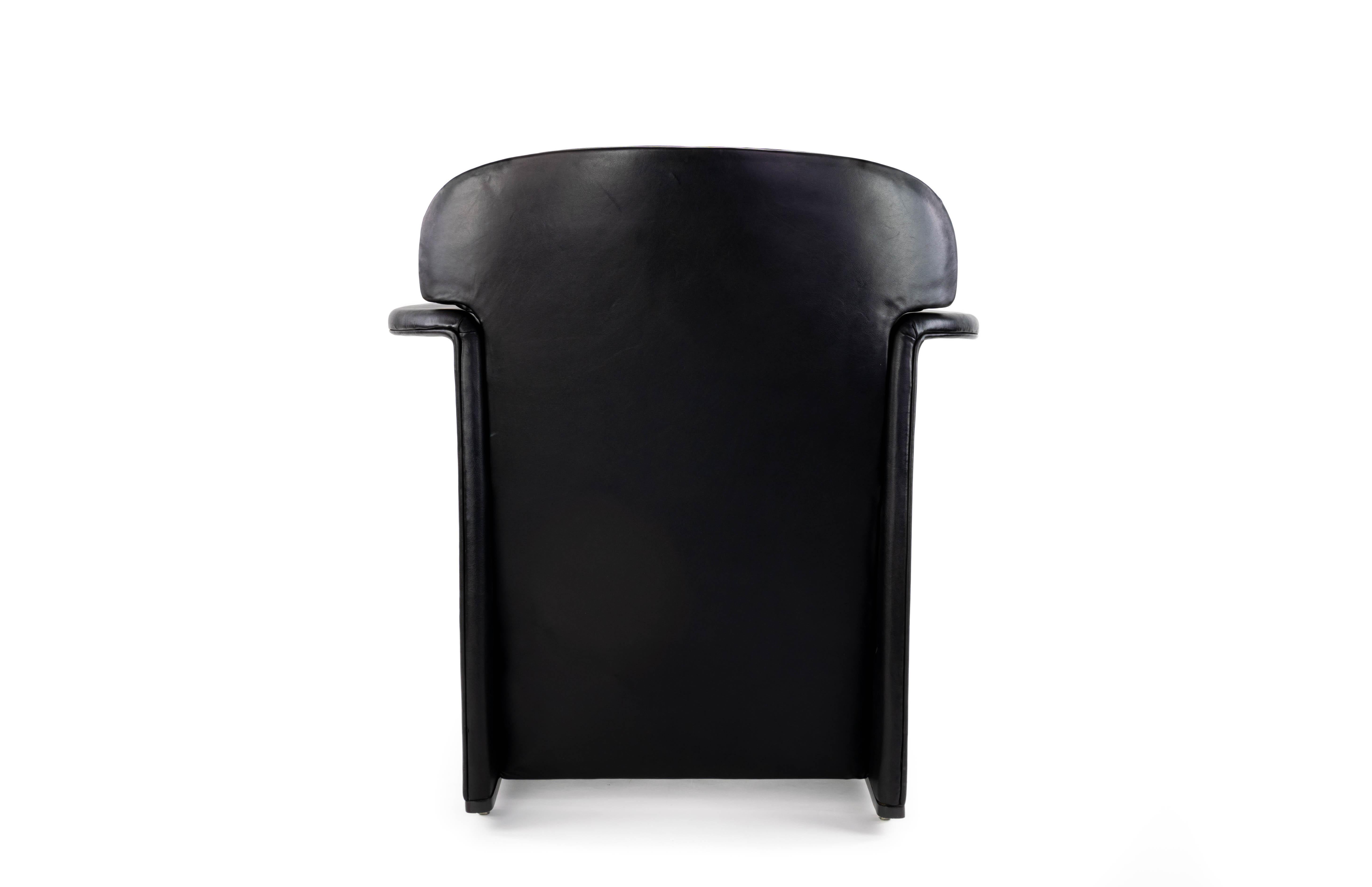 Mid Century Modern Afra & Tobia Scarpa Black Leather Club Chair, Italy, 1970 5