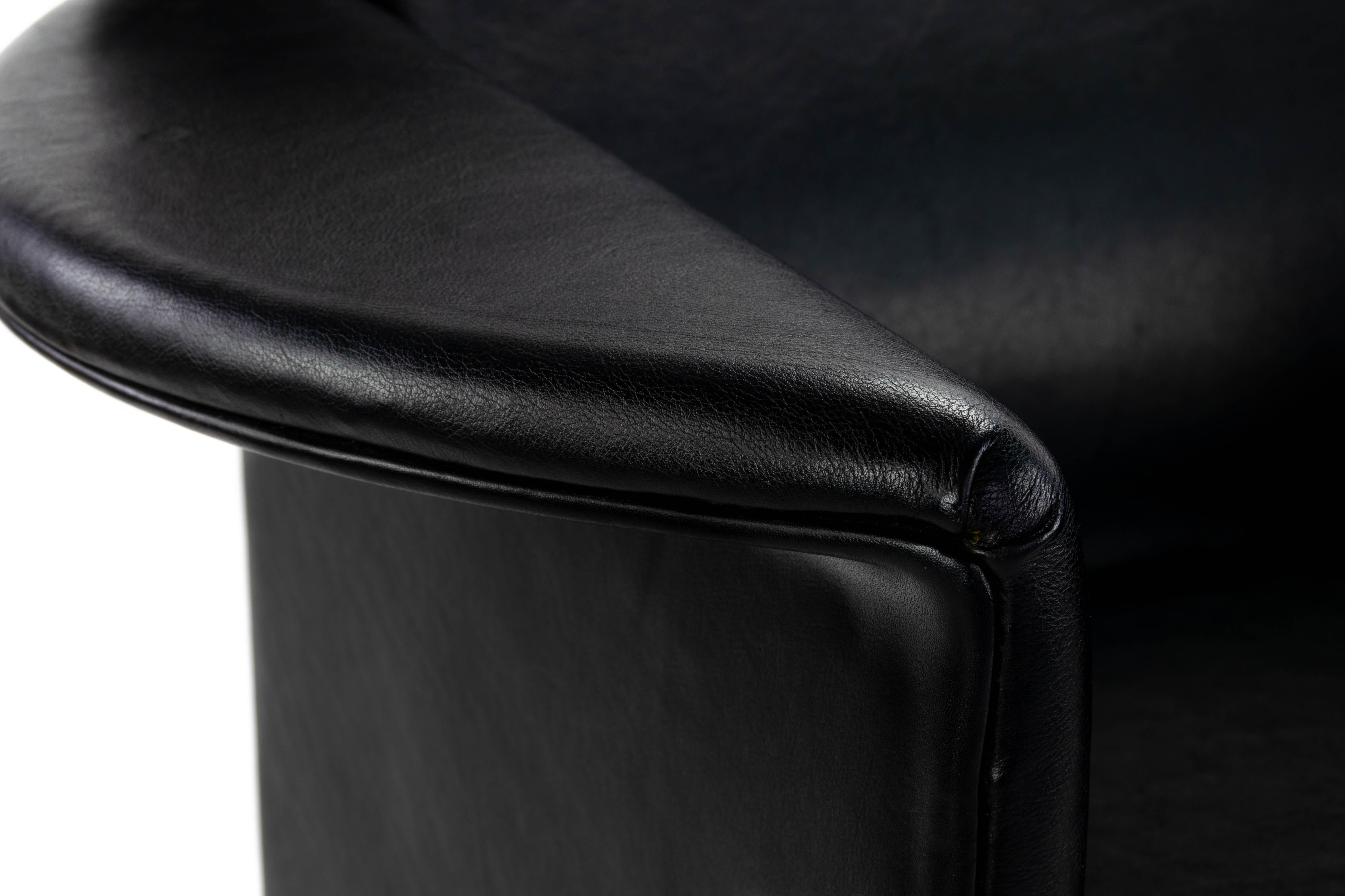 Mid Century Modern Afra & Tobia Scarpa Black Leather Club Chair, Italy, 1970 14