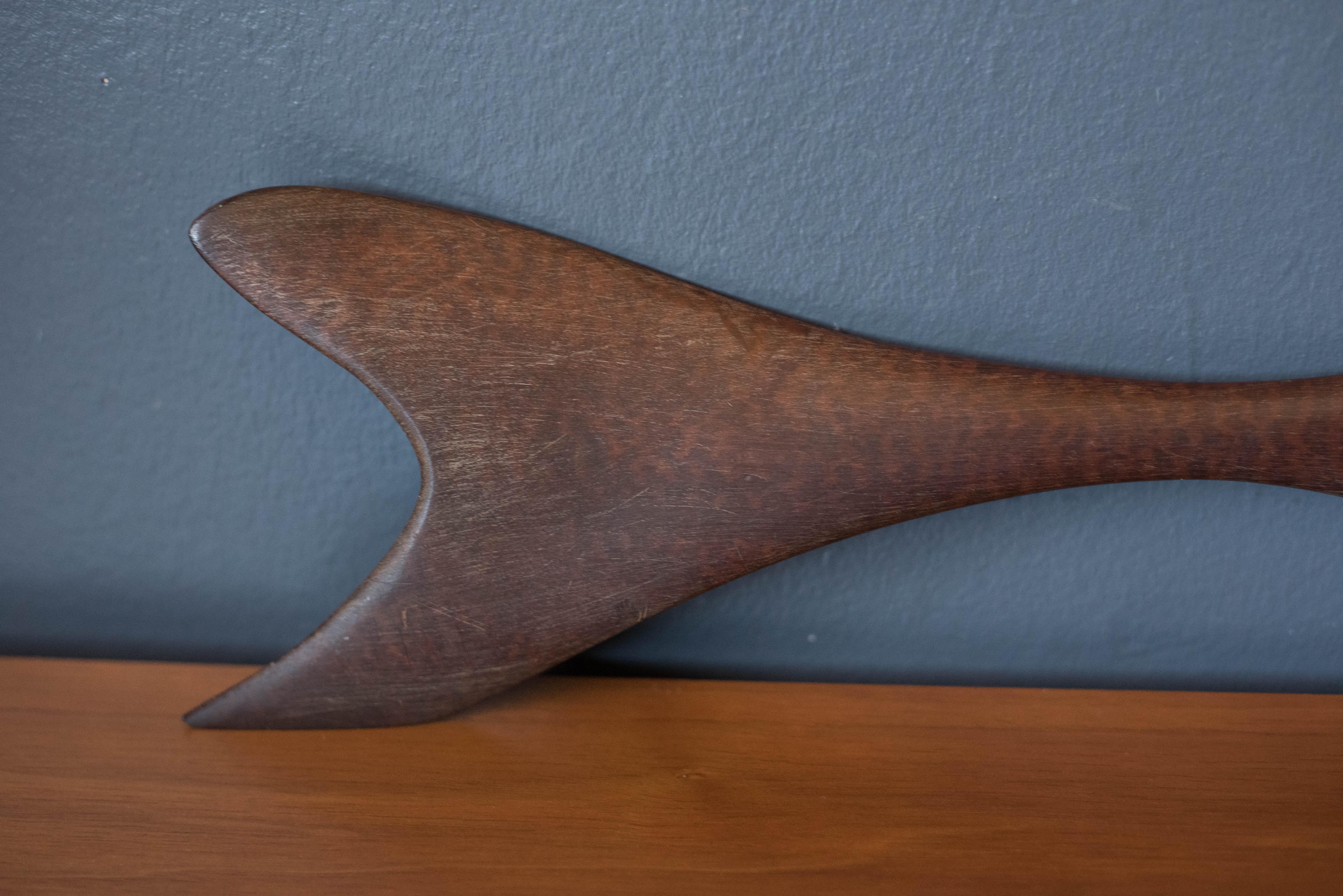 American Mid Century Modern African Snakewood Fish Studio Art Sculpture  For Sale