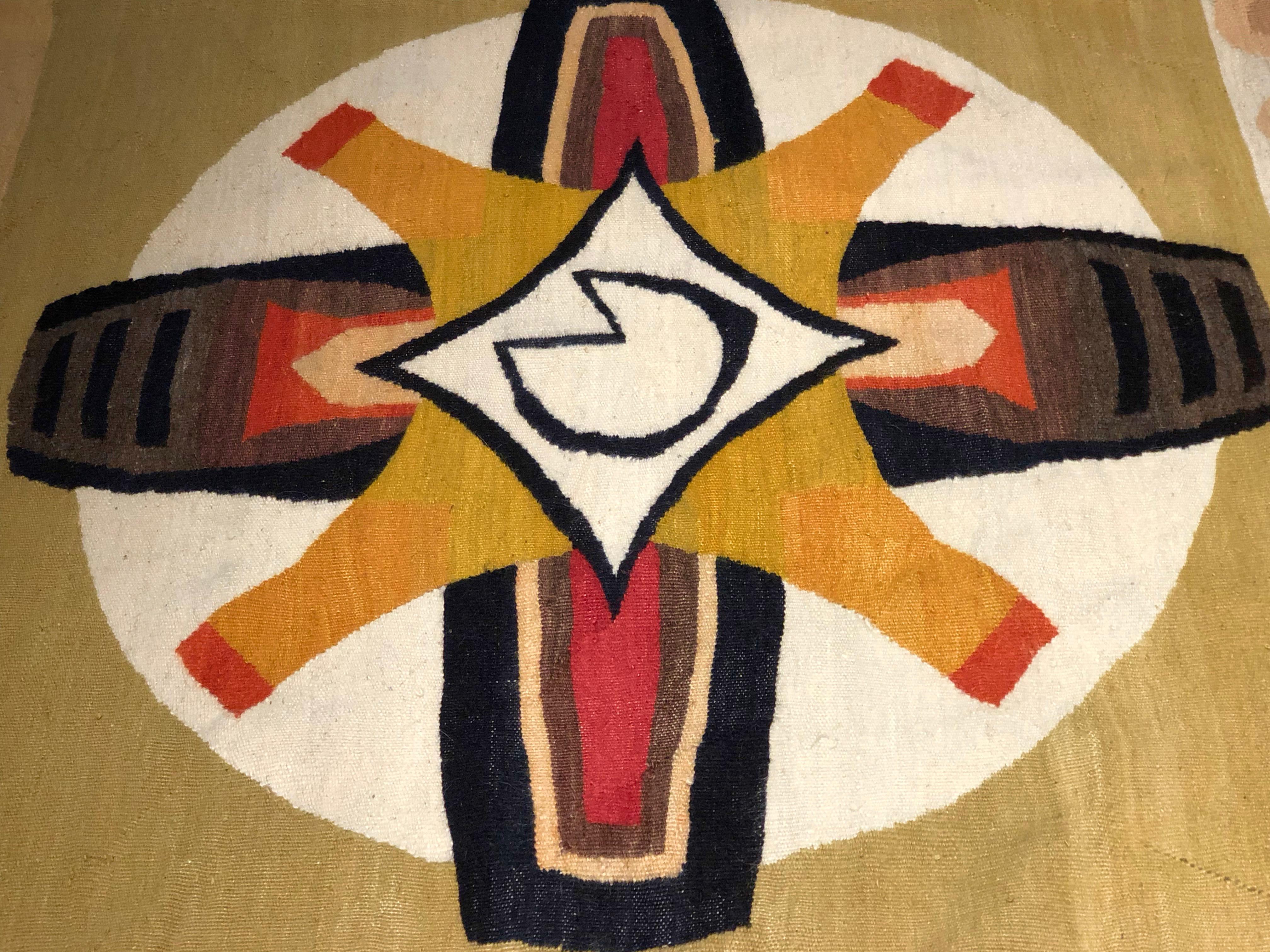 Mid-Century tapestry  designed by Betty Cilliers-Barnard (1914-2010) and handwoven by Marquerite Stephens in Johannesburg, South Africa. Entitled 