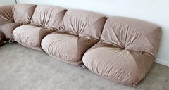 Mid-Century Modern Airborne Patate Six-Piece Sectional Sofa 1970s Velvet French