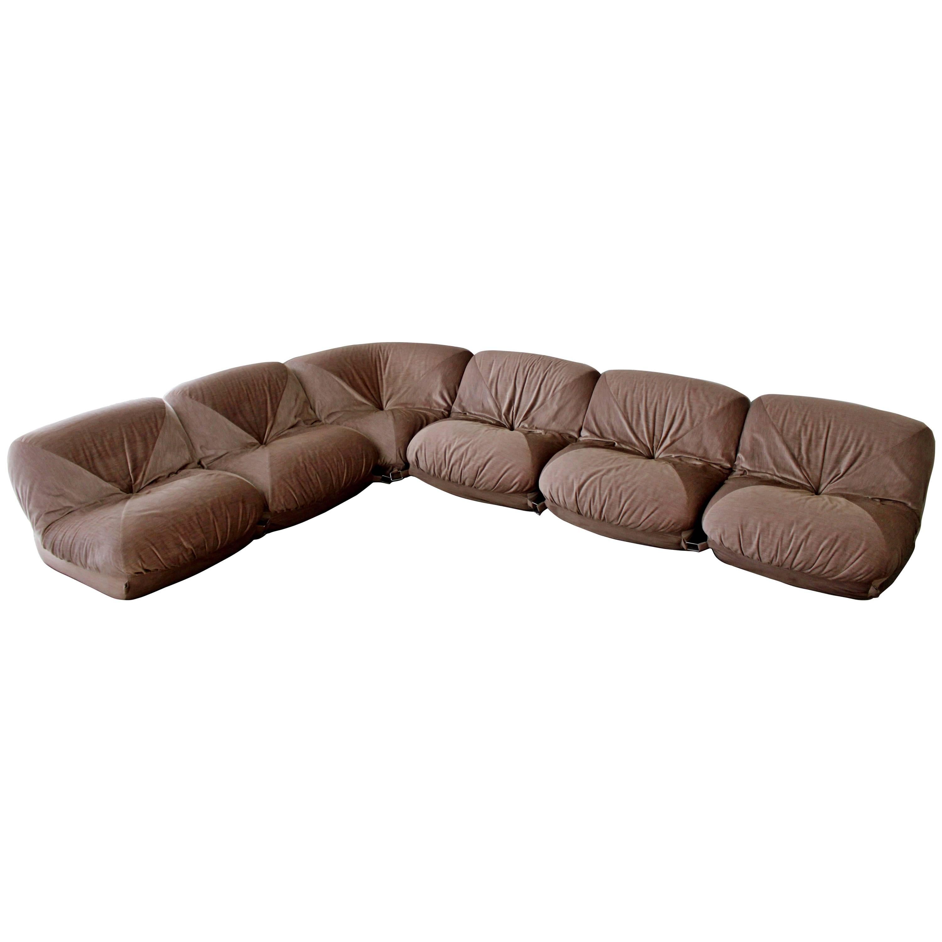 Canapé sectionnel six pièces Airborne Patate moderne du milieu du siècle 1970 Velours français