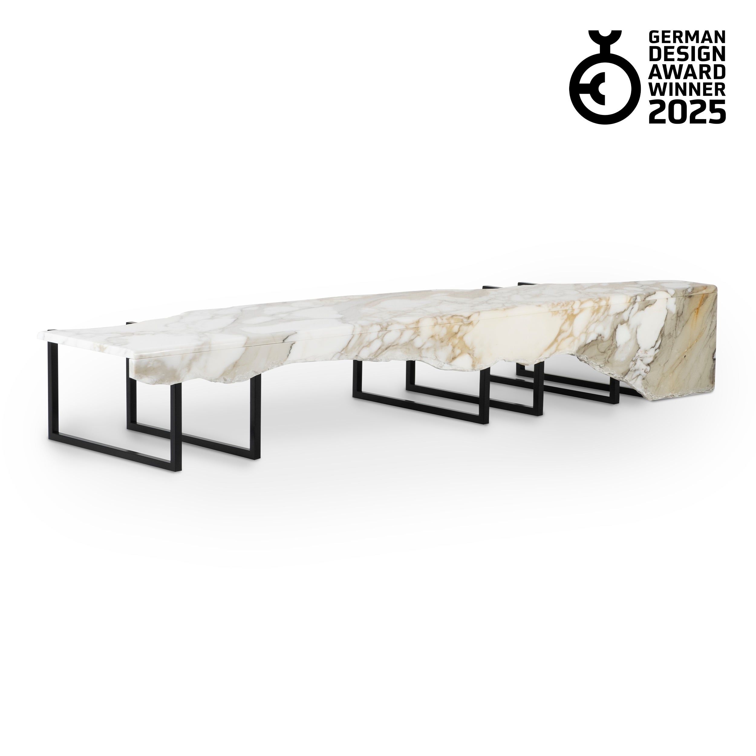 Mid-Century Modern Aire Marmor Couchtisch, Calacatta Oro, Handmade Greenapple