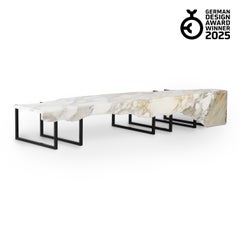 Table basse en marbre du milieu du siècle, Calacatta Oro, faite à la main Greenapple Table basse en marbre du milieu du siècle, Calacatta Oro, faite à la main Greenapple